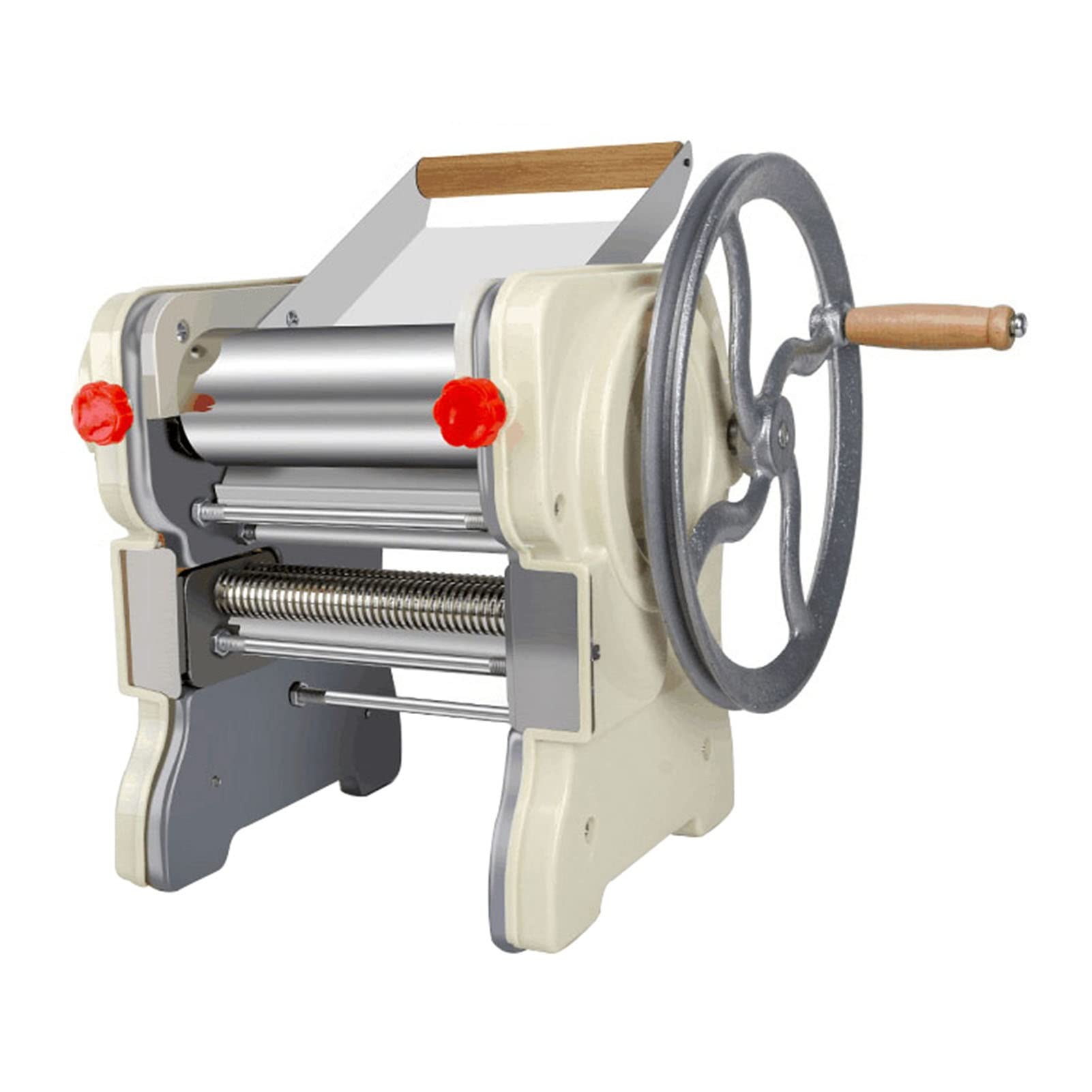 Stainless Steel Manual Pasta Maker Machine - Hand Crank Noodle Maker with Adjustable Thickness, Washable Alloy Rollers & 2 Cutter Heads - Perfect for Homemade Spaghetti, Fettuccine, Lasagna - Ideal for Italian Cooking, Family Meals & Restaurant Use