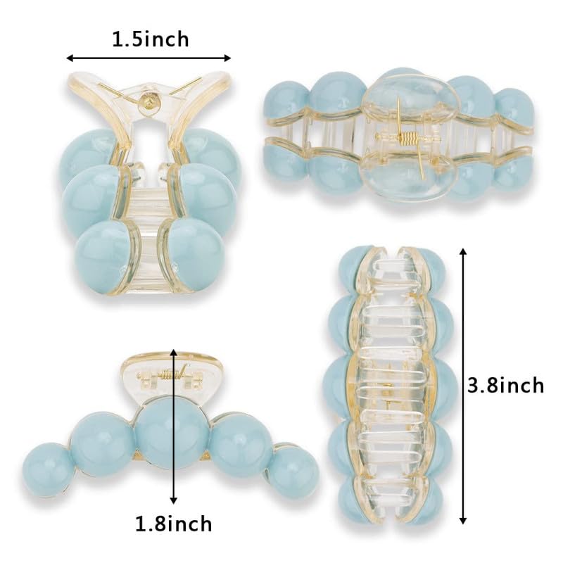 SHIDARA 2 Pack Acrylic Pearl Hair Clips for Women & Teens - Elegant Hair Claw Clips for Thick & Thin Hair - Perfect for Daily Wear, Weddings & Special Occasions (Multicolor)