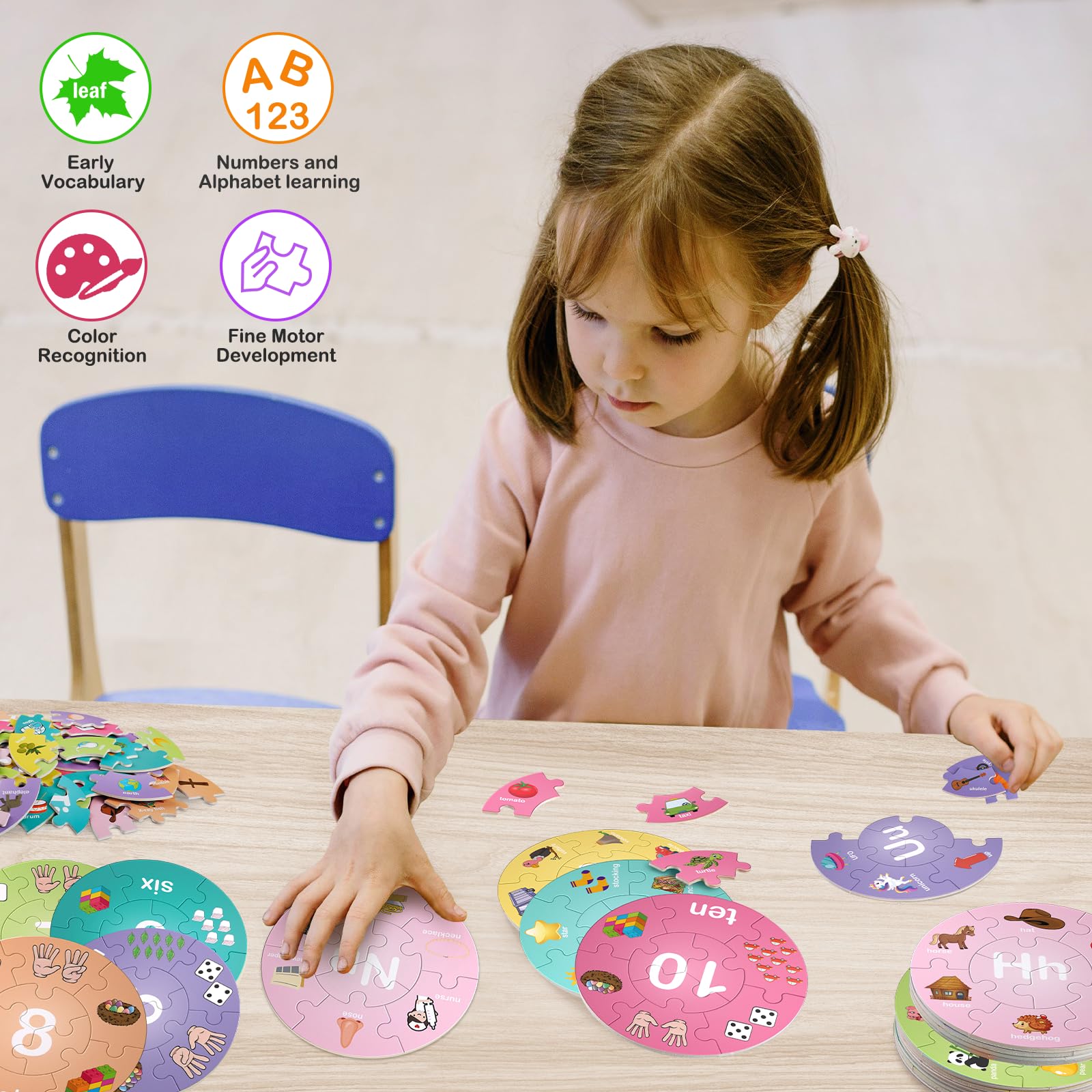 Montessori Wooden Alphabet Puzzles for Kids 3-7 - Learning Toys for Preschool & Kindergarten