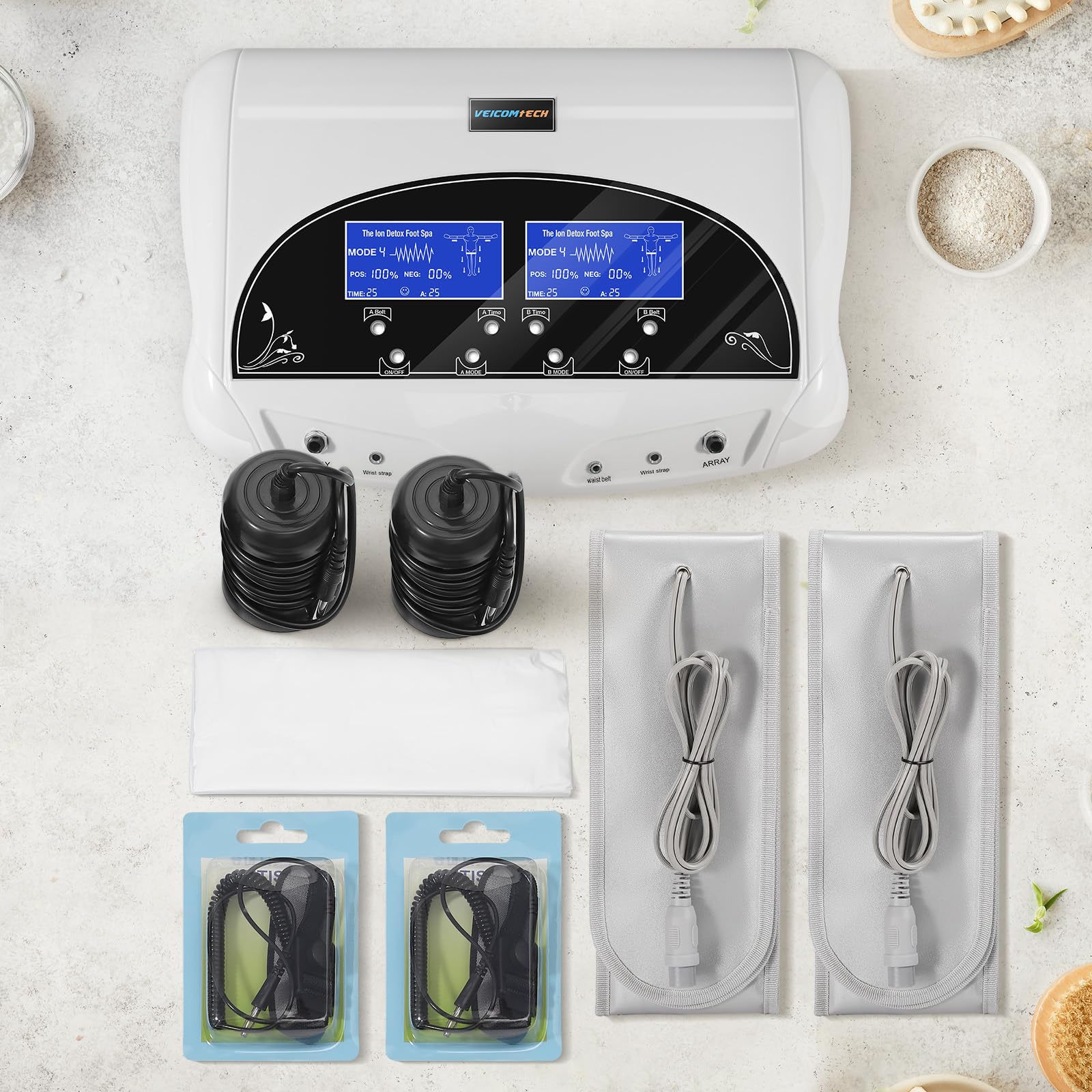 Professional Ionic Foot Detox Machine with 2 Waist Belts & 10 Liners - Dual Array Foot Spa for Deep Cleansing & Relaxation | Perfect for Home Spa, Wellness Therapy & Detoxification