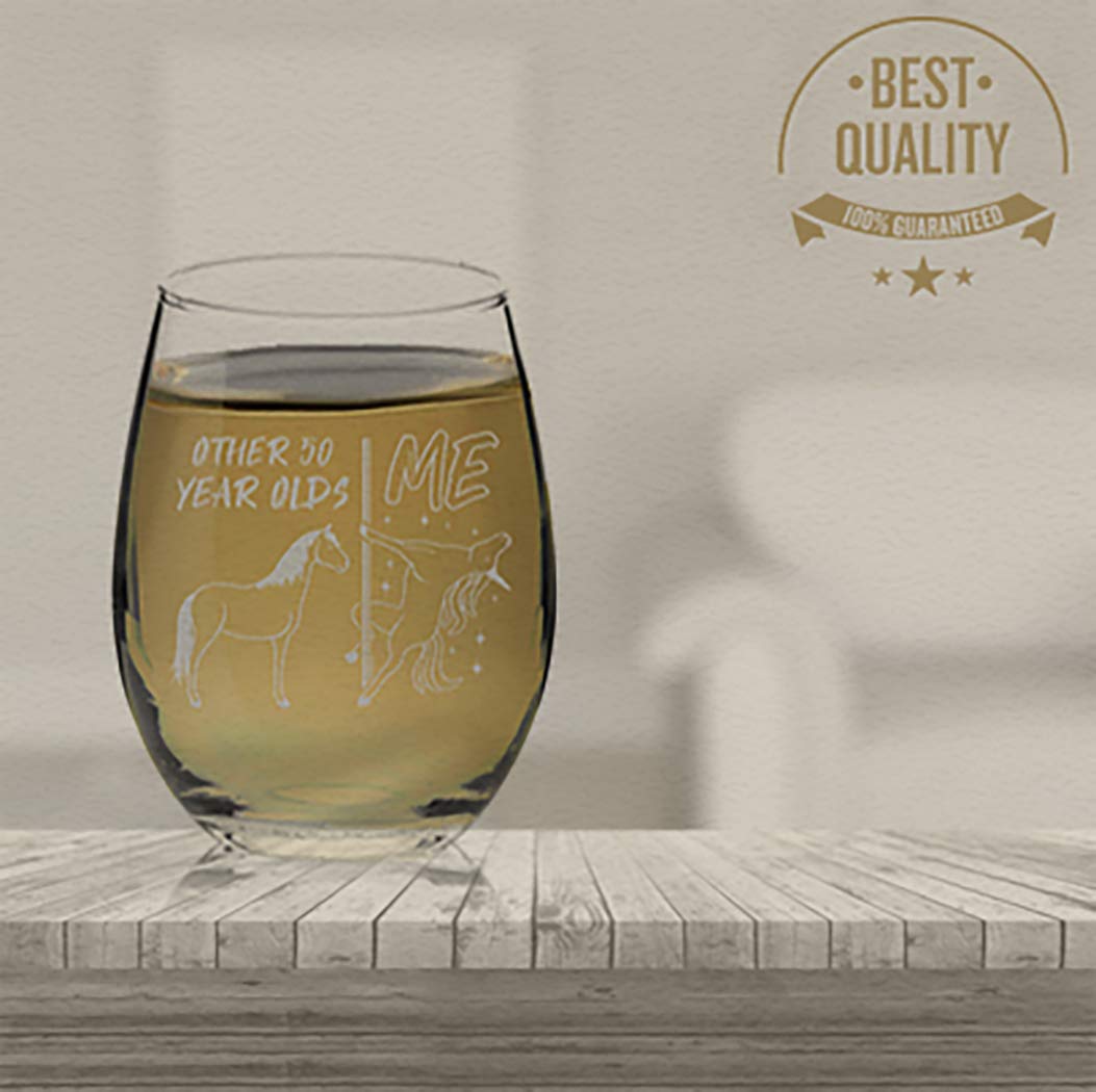 Veracco Unicorn Stemless Wine Glass - 50th Birthday Gift for Men & Women, Fifty and Fabulous (Clear Glass) - Perfect for Birthday Parties, Anniversaries & Unique Home Decor