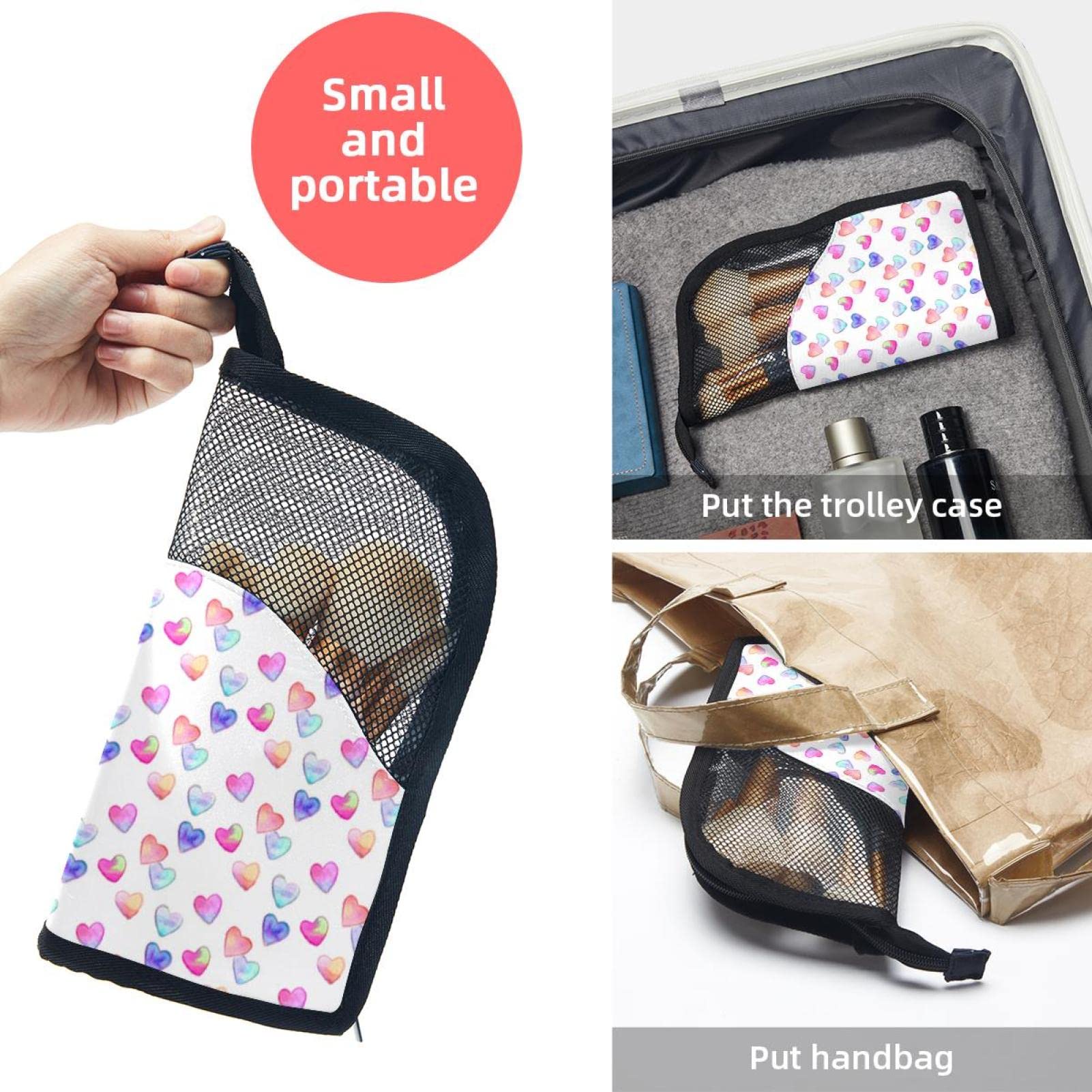 12-Piece Makeup Brush Organizer Bag with Watercolor Love Hearts - Portable Travel Cosmetic Brush Holder Set for Professional & Home Makeup Storage