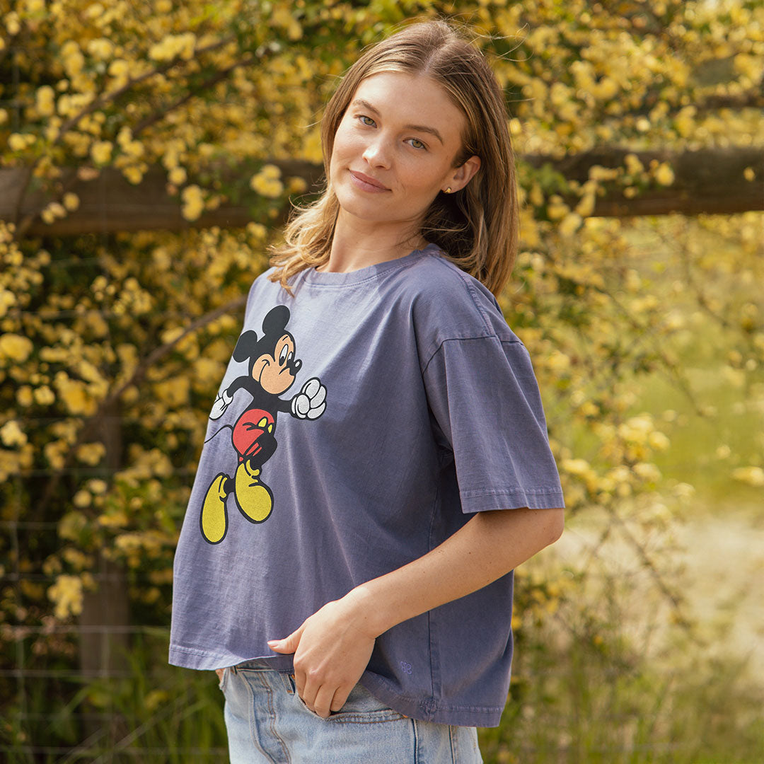Disney Mickey Mouse Oversized T-Shirt for Women & Men - Soft Cotton Blue Graphic Tee - Casual Wear, Lounge, Gifts for Disney Fans