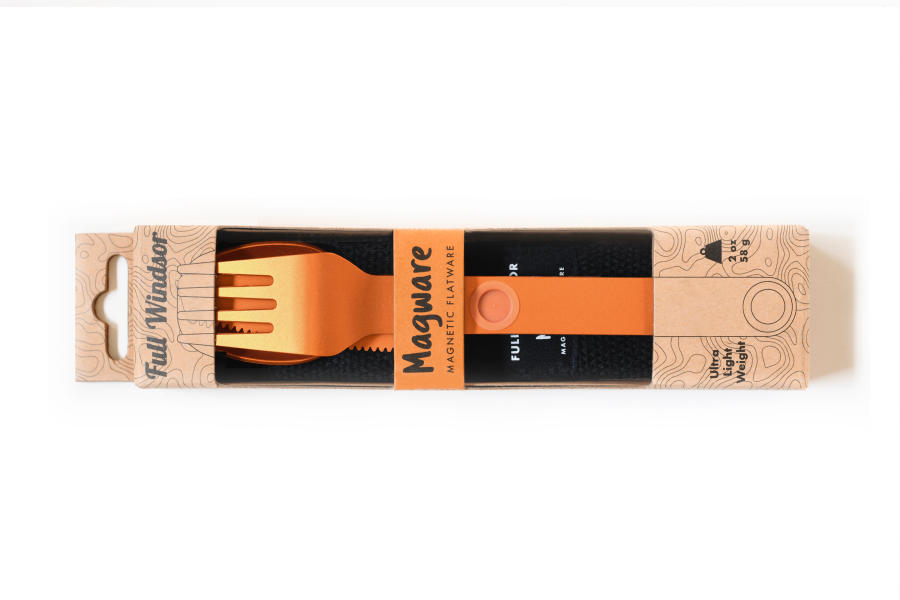 Full Windsor Magware Magnetic Flatware Set - Fire Orange | Secure & Stylish Cutlery for Camping, Picnics & Outdoor Dining