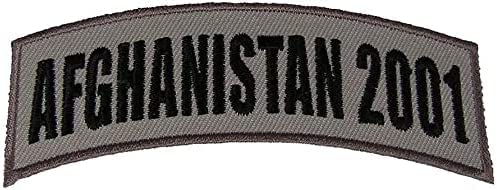 US Army Embroidered Patch Afghanistan 2001 Grey/Gray Rocker Tab - Iron-On Military Tactical Morale Patch for Uniforms, Jackets & Backpacks - Perfect for Veterans, Collectors & Outdoor Enthusiasts