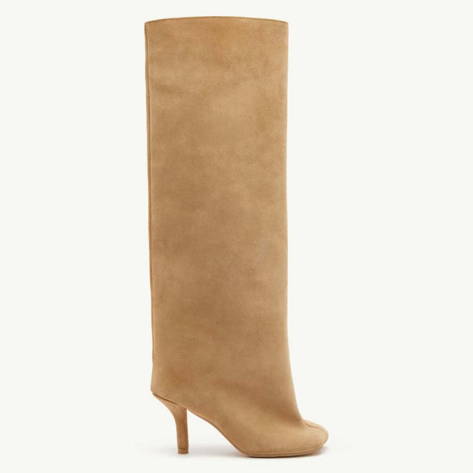 Yishaweiqi Women's Camel Suede Knee High Boots - Square Toe Stiletto Heel Pull On Tall Boots for Wide Calf | Stylish & Comfortable Fall Fashion Boots for Work, Dating & Night Out