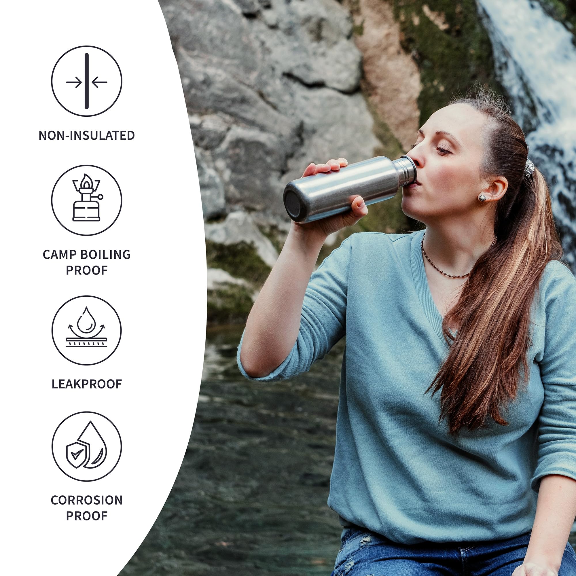 Bambaw 24 oz (750ml) Stainless Steel Water Bottle - Reusable, Eco-Friendly Metal Water Container for Gym, Hiking, Travel & Everyday Hydration