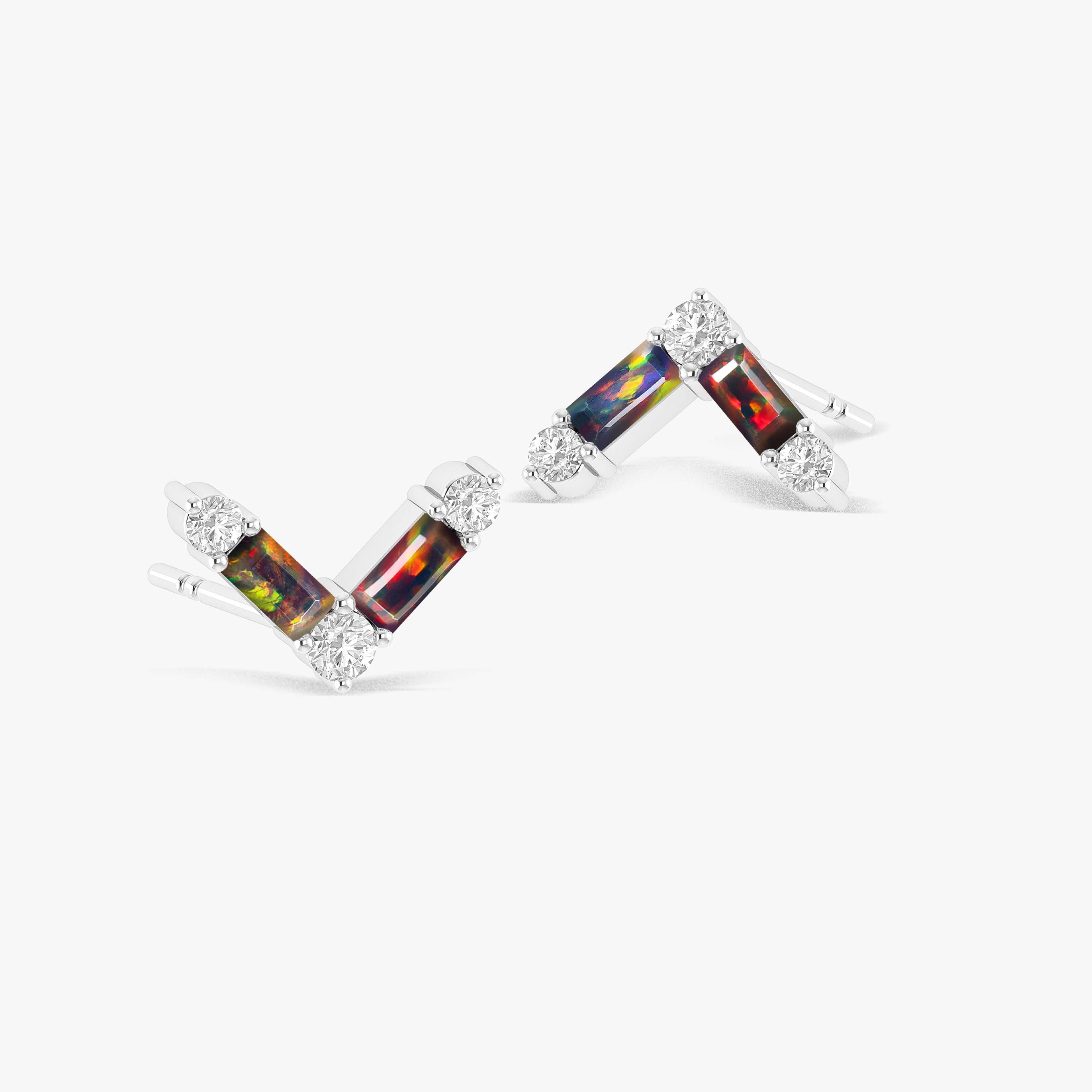 Natural Black Opal AV Style Stud Earrings for Women - Hypoallergenic Sterling Silver Jewelry - Perfect for Parties, Weddings & Everyday Wear