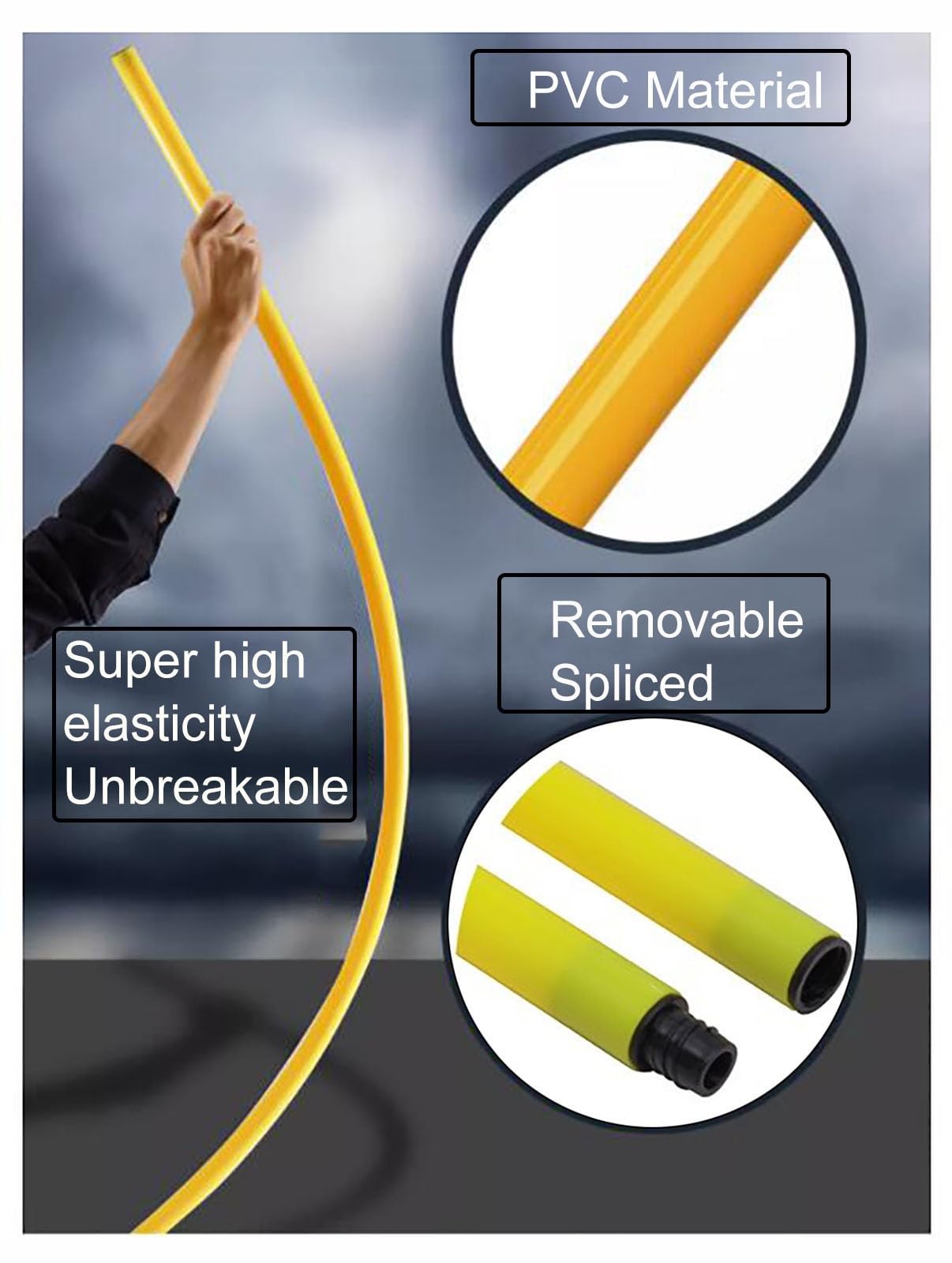 Slalom Training Poles for Soccer - 6 Pack High Visibility Agility Cones with Durable Rubber Base, 1.5m Football Practice Equipment for Speed & Footwork Drills - Perfect for Soccer Training, Youth Drills & Backyard Practice