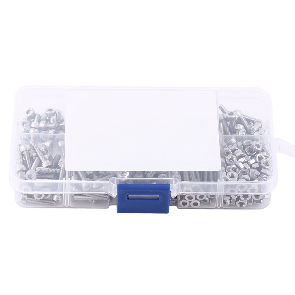 340pcs M3 Stainless Steel SS304 Hex Socket Cap Head Screws and Nuts Assortment Kit - Zerone Hardware Tools for DIY, Furniture Assembly, Electronics Repair & Automotive Projects