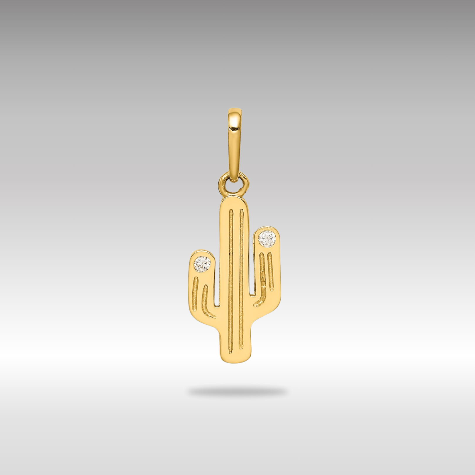 Gold Polished Cactus Plant Pendant with CZ Stones - Model C4546 | Elegant Jewelry for Women, Perfect Gift for Birthday, Anniversary & Special Occasions