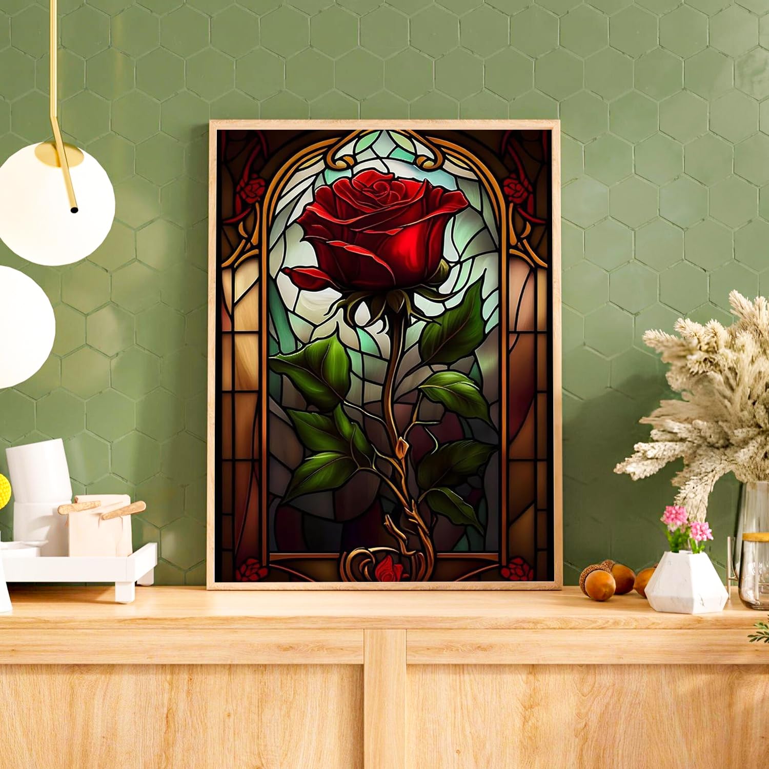 Premium Rose Diamond Painting Kit for Adults - DIY 5D Diamond Art with Full Drill, 16x12 Inch Floral Gem Painting for Home Wall Decor - Perfect for Relaxation, Stress Relief & Unique Gift Idea
