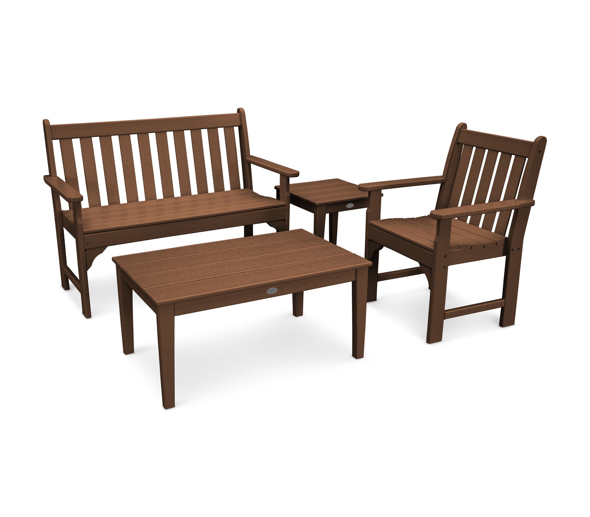POLYWOOD Vineyard 4-Piece Outdoor Bench Seating Set - Durable Patio Furniture for Garden, Deck & Backyard Relaxation
