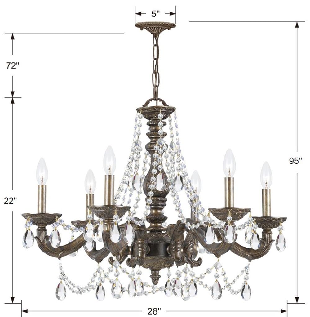 Paris Market 6-Light Strass Crystal Venetian Bronze Chandelier - Elegant Dining Room & Living Room Lighting Fixture for Home Decor