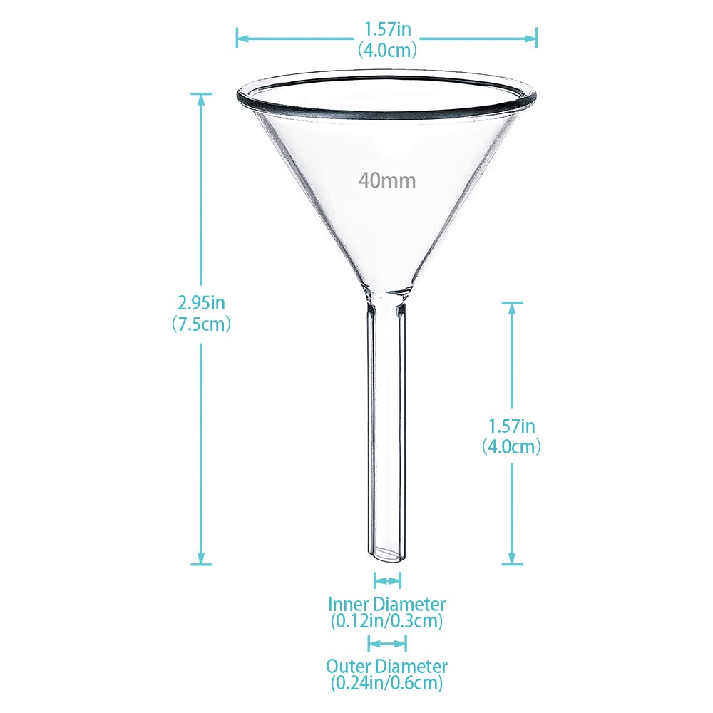40mm Borosilicate Glass Funnel - 3.3 Inch Heat-Resistant Lab Funnel for Automotive Oil Change, Bottle Filling & DIY Chemistry Experiments | Perfect for Mechanics, Home Brewing & Science Projects