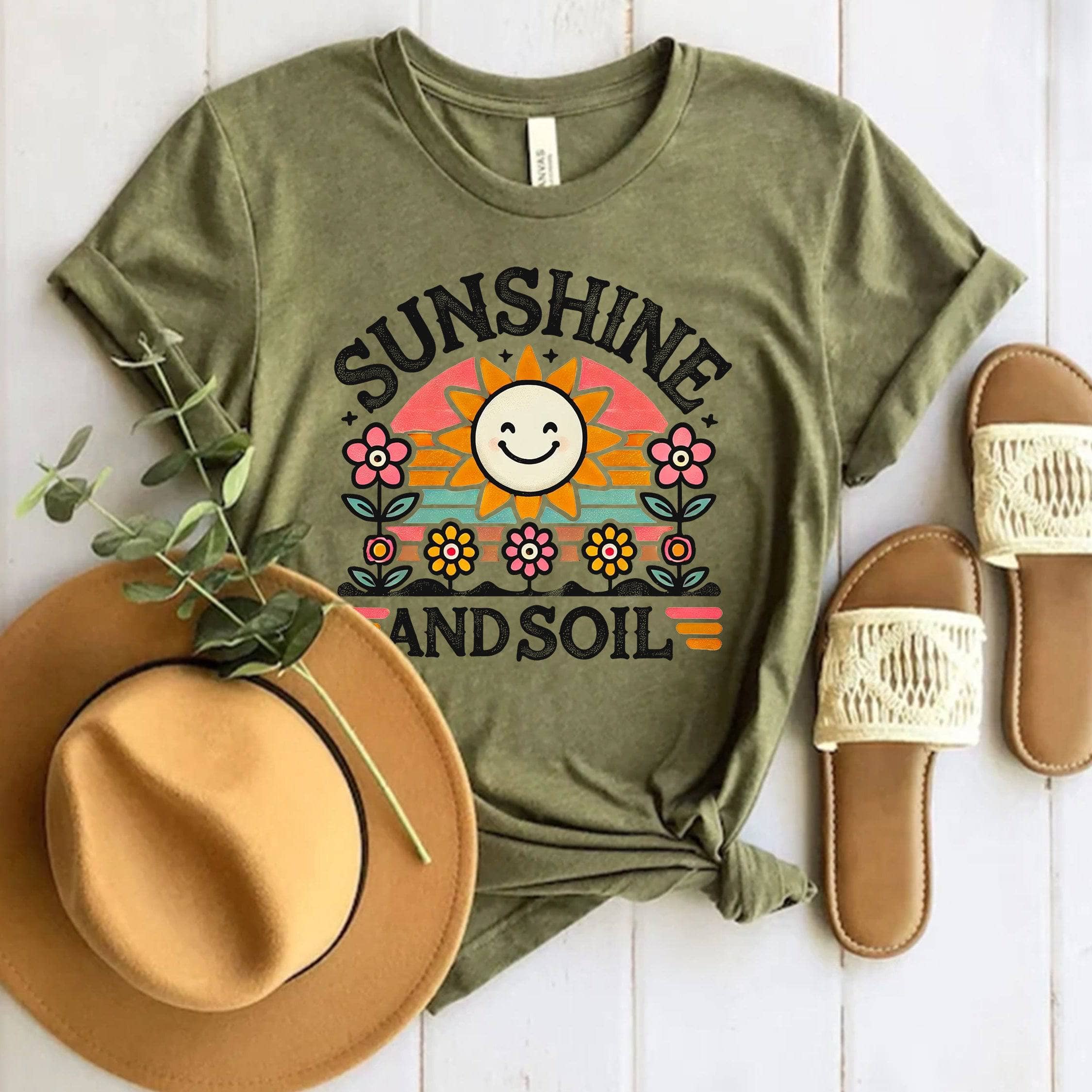 Sunshine and Soil Graphic T-Shirt - Comfortable Cotton Tee for Men & Women - Perfect for Outdoor Adventures, Gardening, and Casual Wear