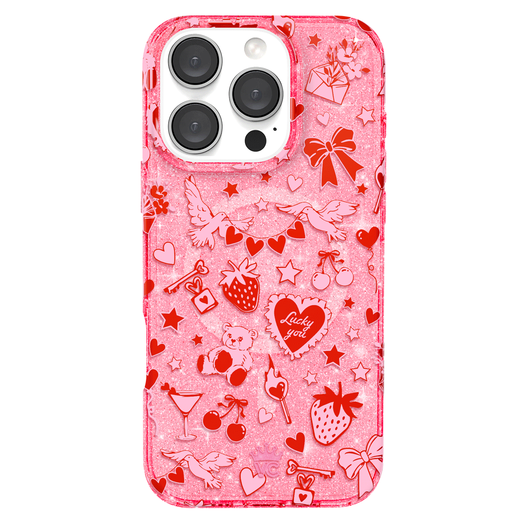 Be Mine Glitter iPhone Case - Sparkly Protective Phone Cover for iPhone 13/14/15 - Perfect for Valentine's Day, Parties & Everyday Glam