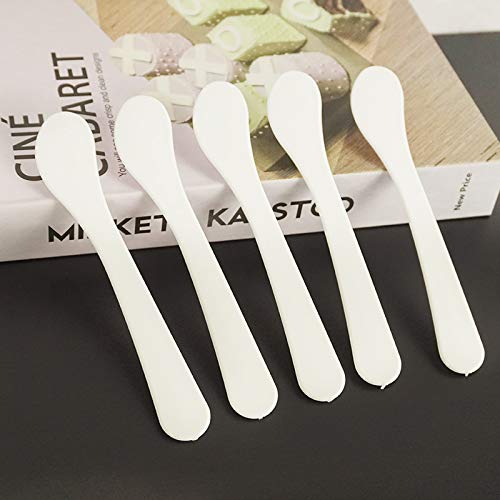 30pcs White Plastic Cosmetic Mask Mixing Spoons & Spatulas - Facial Cream Shovels, Mud Mask Scoops, Skin Care Applicators - DIY Mask Tool Set for Professional & Home Spa Treatments