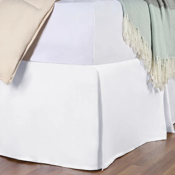 Premium Egyptian Cotton 300 Thread Count Solid Bed Skirt - Queen Size, Fitted Dust Ruffle for Elegant Bedroom Decor & Hotel-Style Luxury