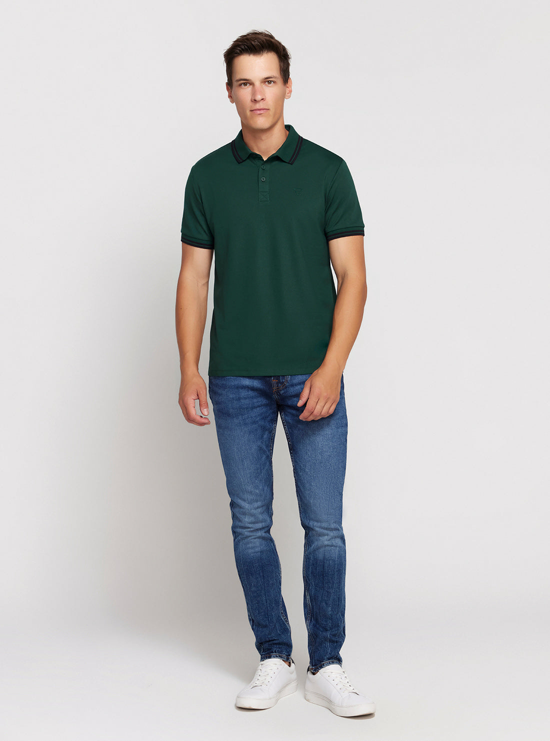 Men's Green Short Sleeve Pique Polo Shirt - Breathable Cotton Casual Wear for Golf, Work & Summer Outings