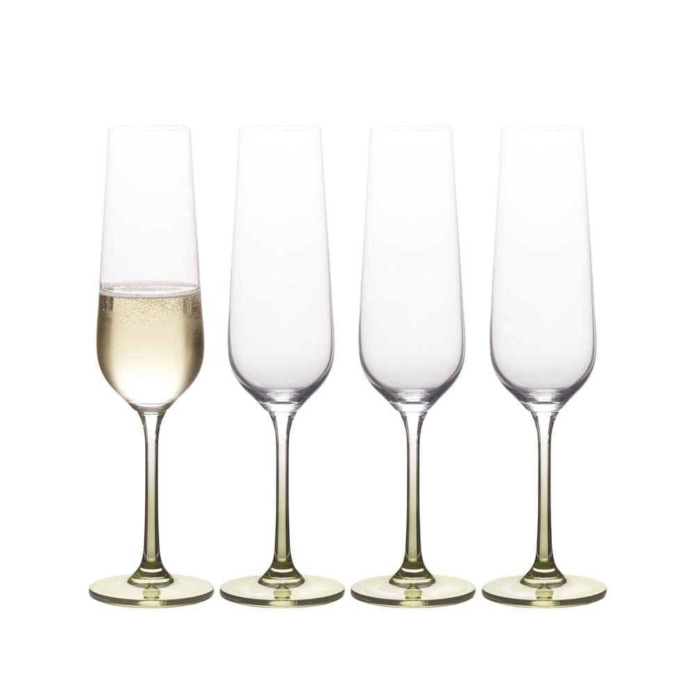 Gianna Ombre Sage Set of 4 Flute Glasses - Elegant Champagne Glasses for Weddings, Parties & Special Occasions