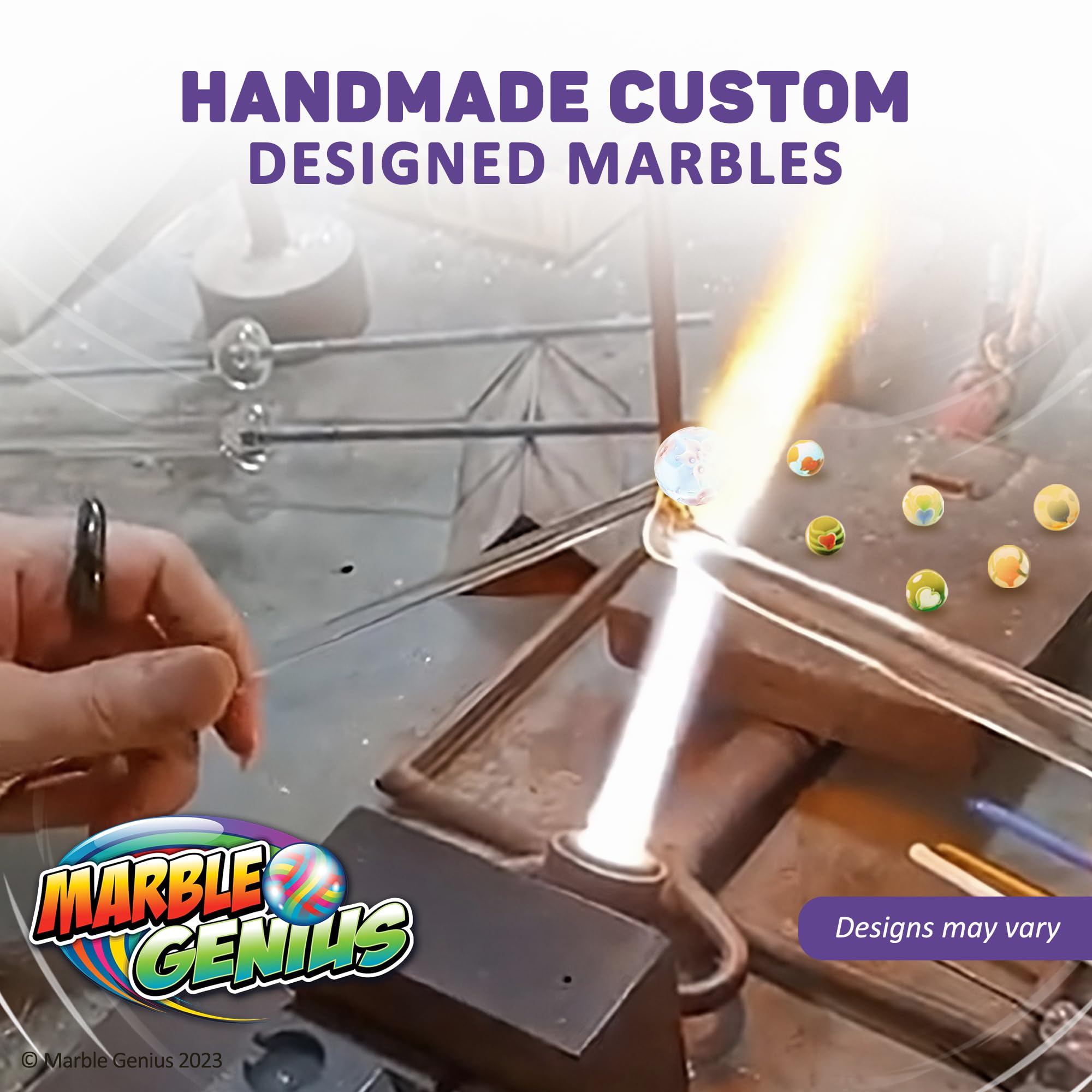 Marble Genius 16mm (5/8 Inch) Glass Marbles - Petals Collection Set of 10 | Kids Toys, Marble Games, DIY Crafts & Home Decor