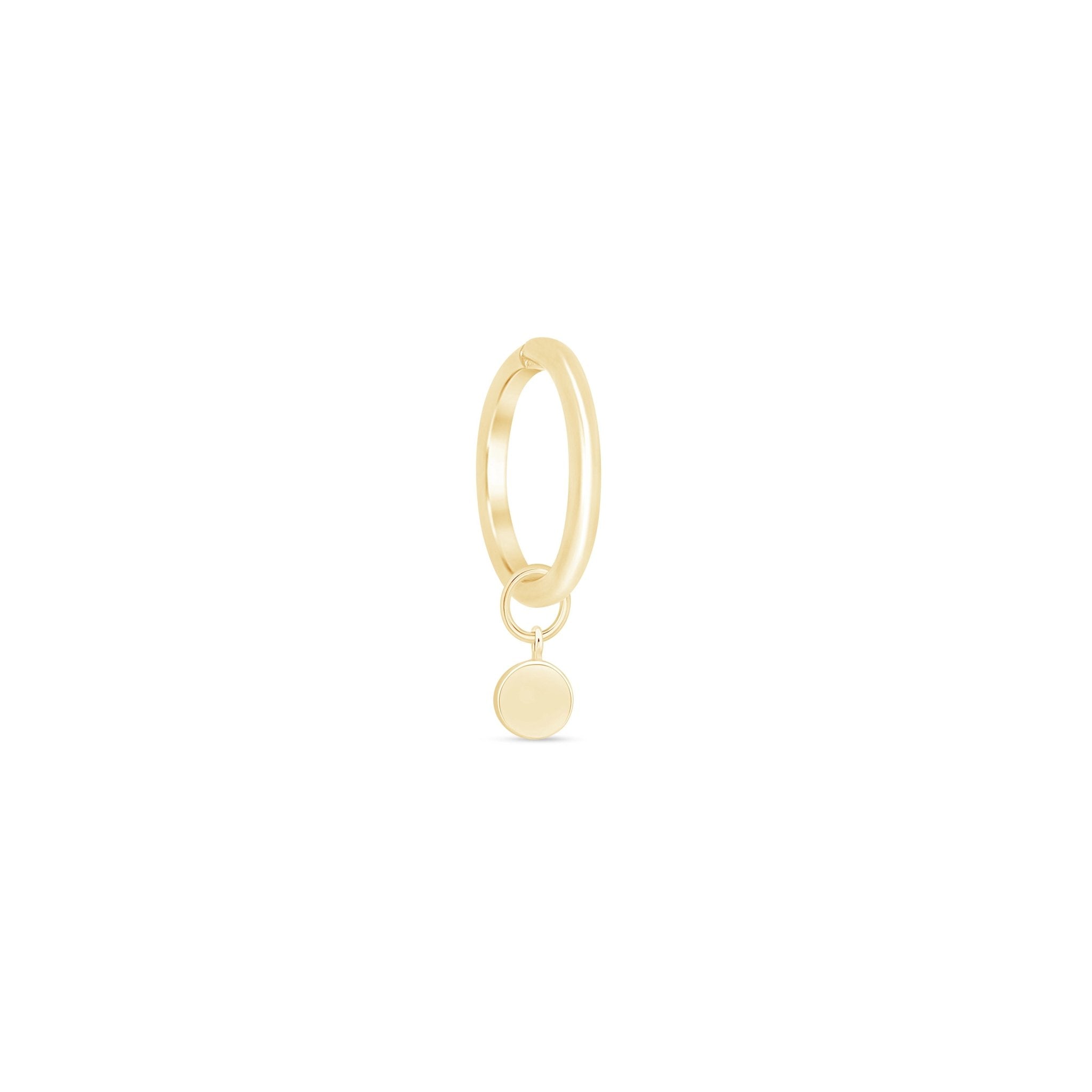 14k Yellow Gold Hoop Earrings with Disc Charm - Elegant Dainty Jewelry for Women, Perfect for Everyday Wear & Special Occasions