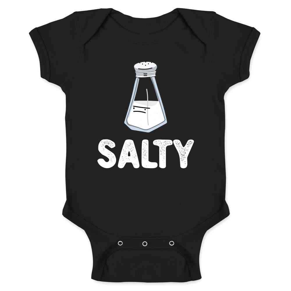 Pop Threads Salty Salt Shaker Cartoon Graphic Tee - Funny Cute Baby & Kids T-Shirt for Boys & Girls - Perfect for Playdates, Birthday Parties & Family Outfits