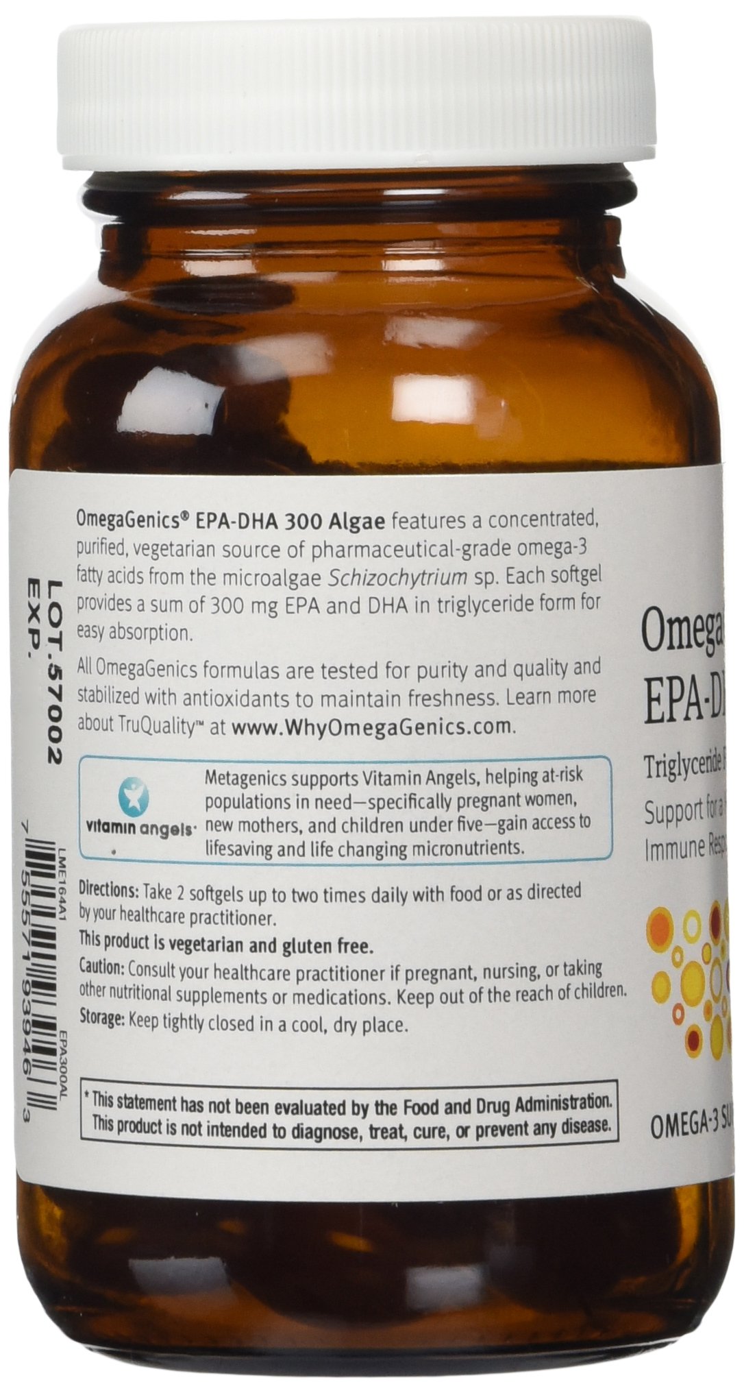 Metagenics OmegaGenics Algae EPA-DHA 300 Dietary Supplement - 60 Softgels | Vegan Omega-3 for Heart & Brain Health | Supports Cognitive Function & Cardiovascular Wellness