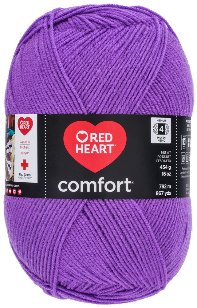 Red Heart Comfort Yarn - Soft Acrylic Knitting Yarn in Amethyst Purple (4 Medium, 7 oz Skein) | Perfect for Scarves, Blankets & DIY Crafts