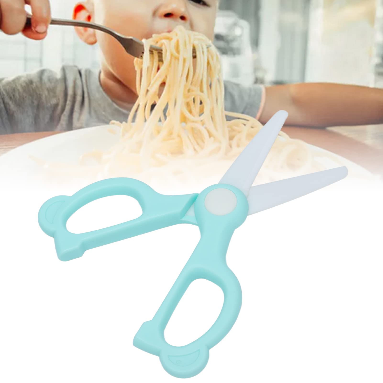 Portable Ceramic Food Scissors with Cover & Storage Box - Kitchen Shears for Cutting Herbs, Meat, Poultry - Ideal for Home Cooking, Meal Prep & Elderly Care (Green)