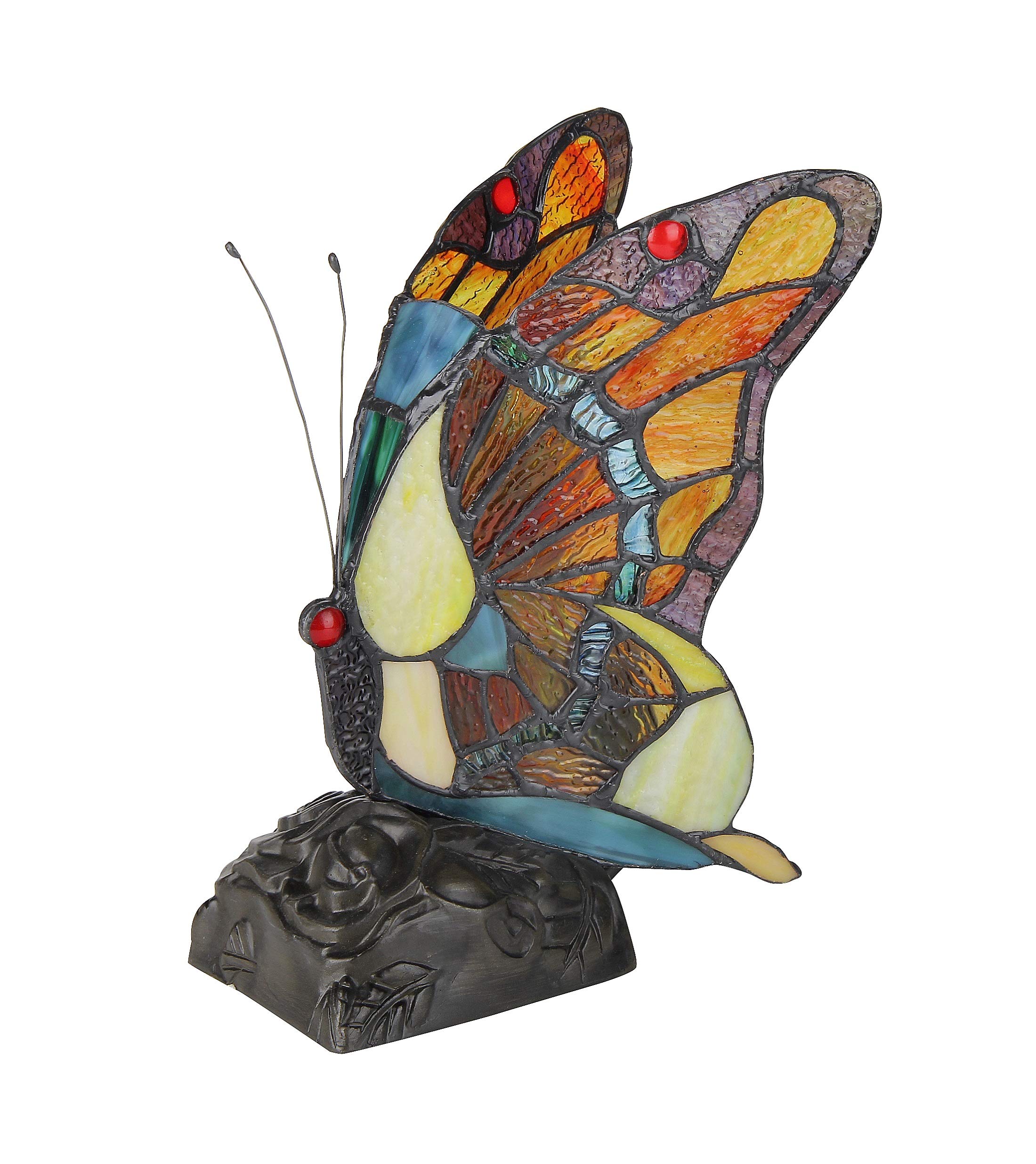 RADIANCE Tiffany-Style 1 Light Butterfly Accent Table Lamp - 9.5 Inch Height - Elegant Home Decor for Bedroom, Living Room & Office