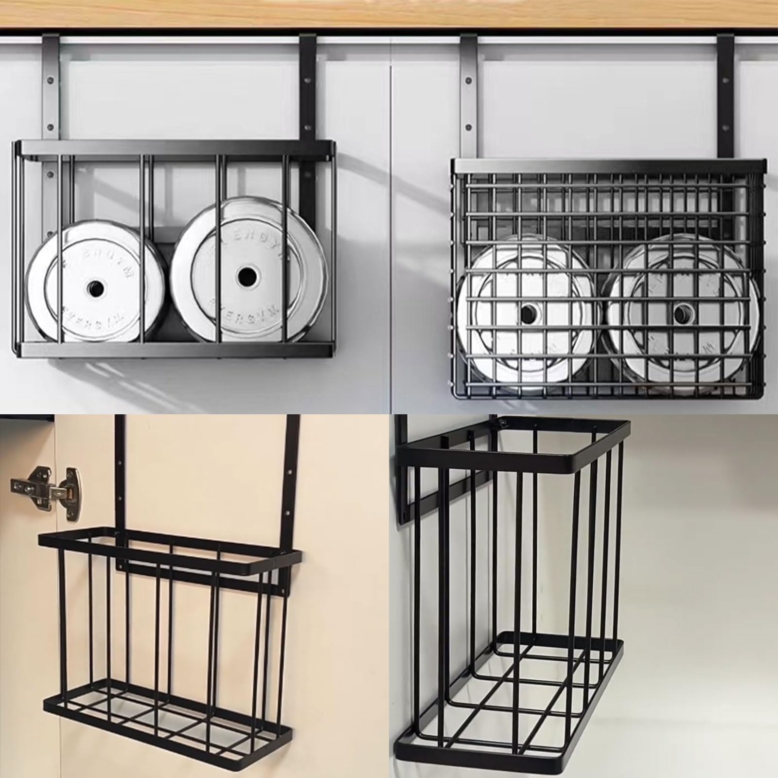 2 Pack Kitchen Cabinet Door Organizer with Towel Bar & 4 S-Hooks - Space Saving Storage for Cutting Boards, Spices & Utensils - Perfect for Pantry, Bathroom & Small Kitchen Organization