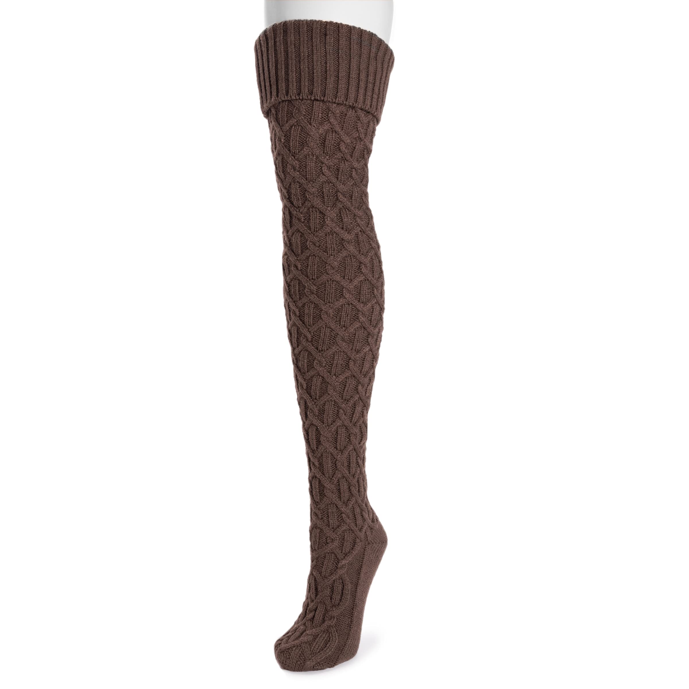 MUK LUKS Women's Chunky Cable Knit Over The Knee Socks - Warm Winter Boot Socks for Casual Outfits & Cold Weather Fashion