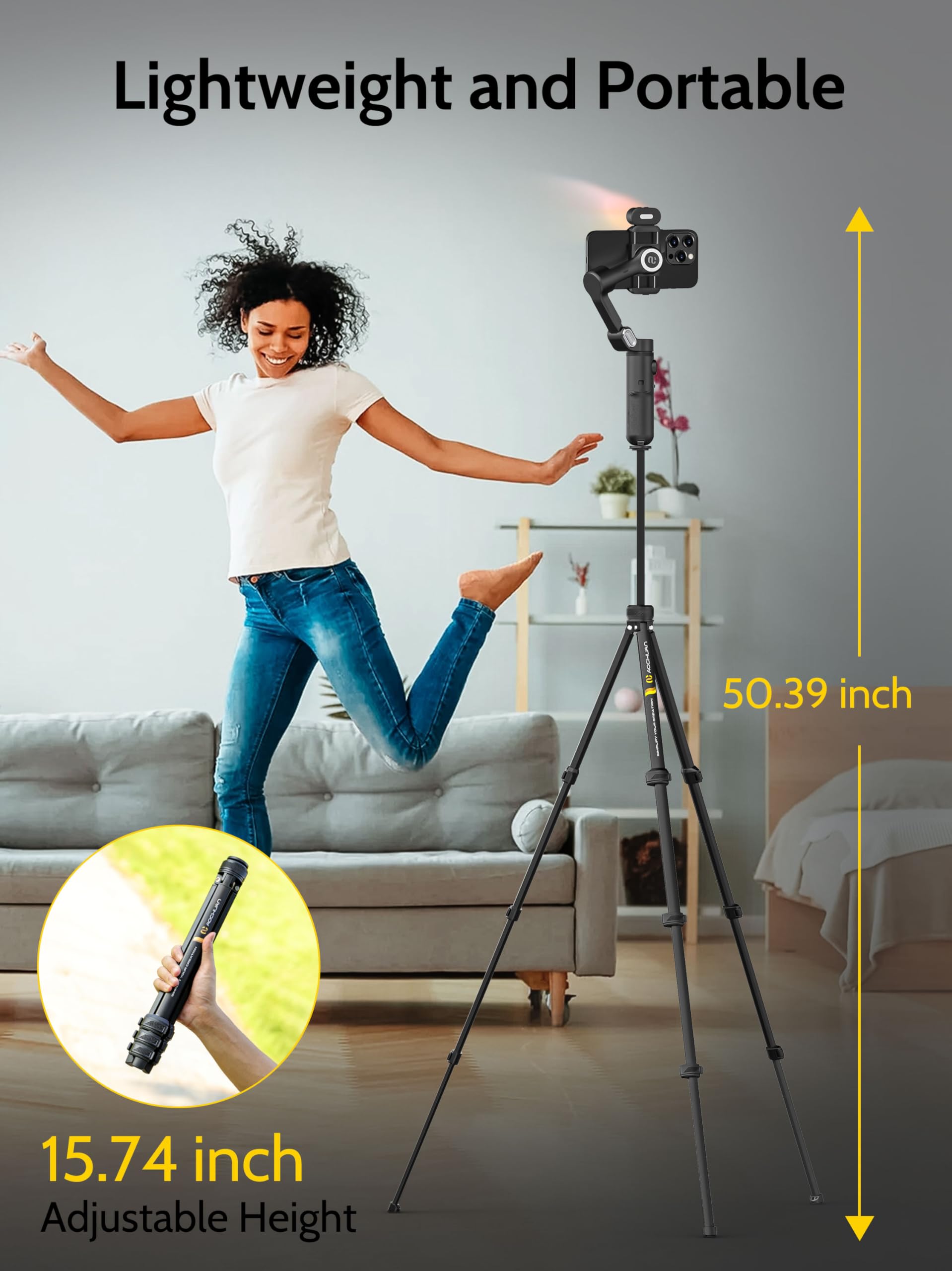 3-Axis Smartphone Gimbal Stabilizer with RGB Light & AI Tracking for iPhone & Android - Handheld Phone Gimbal for Vlogging, YouTube Videos & Live Streaming - Includes Extendable Tripod & Padded Carry Bag (Smart X Complete Combo1) - Perfect for Content Creators, Travel Vloggers & Social Media Influencers