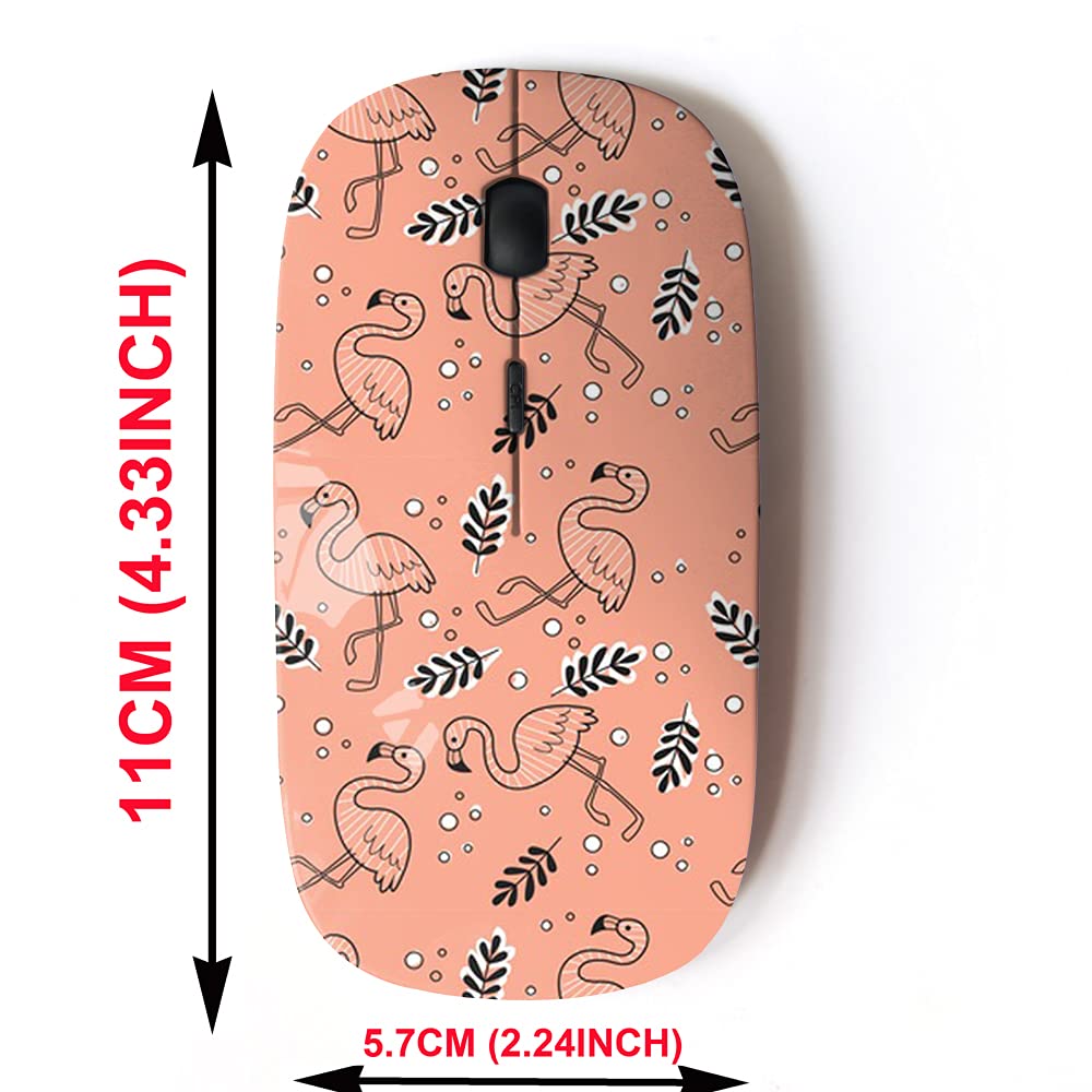 2.4G Wireless Mouse with Cute Flamingo Pattern - Ergonomic Portable Mouse for Laptop, PC, Mac & Desktop - Includes Nano USB Receiver - Pastel Pink & Sweet Design - Perfect for Office, Home & Travel Use
