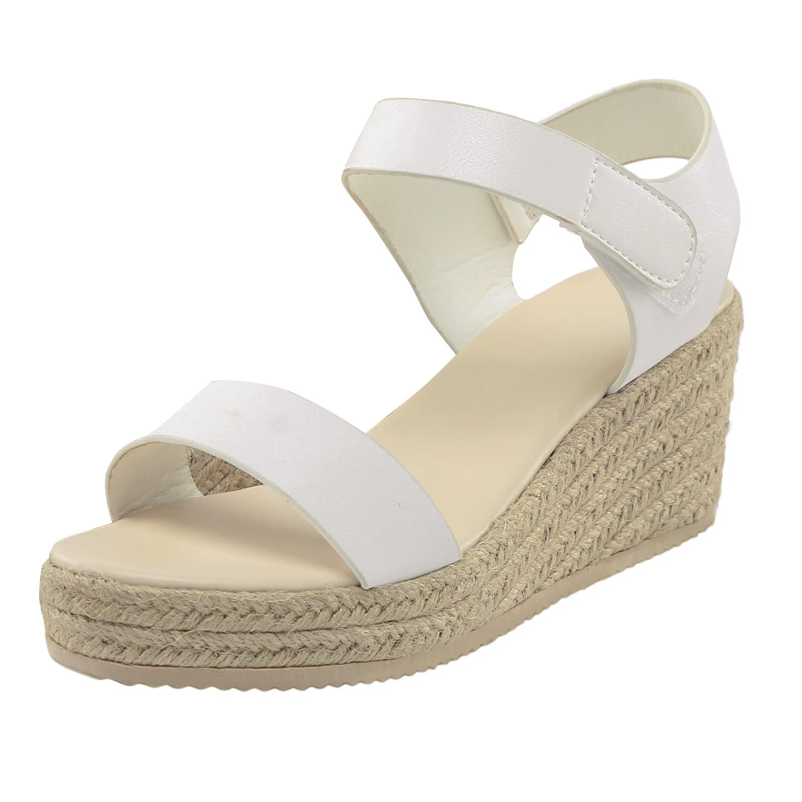 Women's Summer Wedge Sandals - Open Toe Linen Sole Comfortable Roman Style Sandals for Ladies, Size 7 | Perfect for Beach Vacations, Casual Outings & Summer Fashion