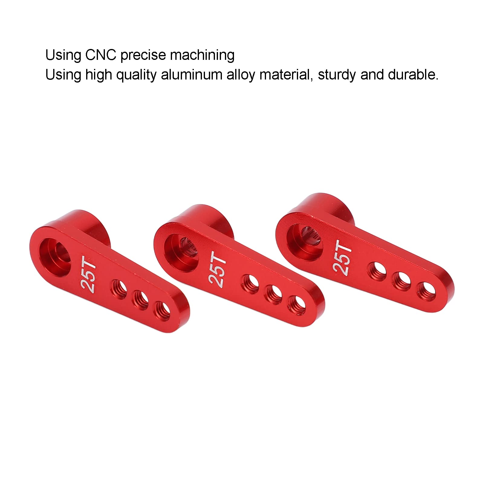 25T Metal Steering Servo Horns for 1/8 1/10 RC Cars - 3pcs Aluminum Upgrade Parts (Red) | Perfect for Crawler, Drift & Off-Road RC Vehicle Modifications