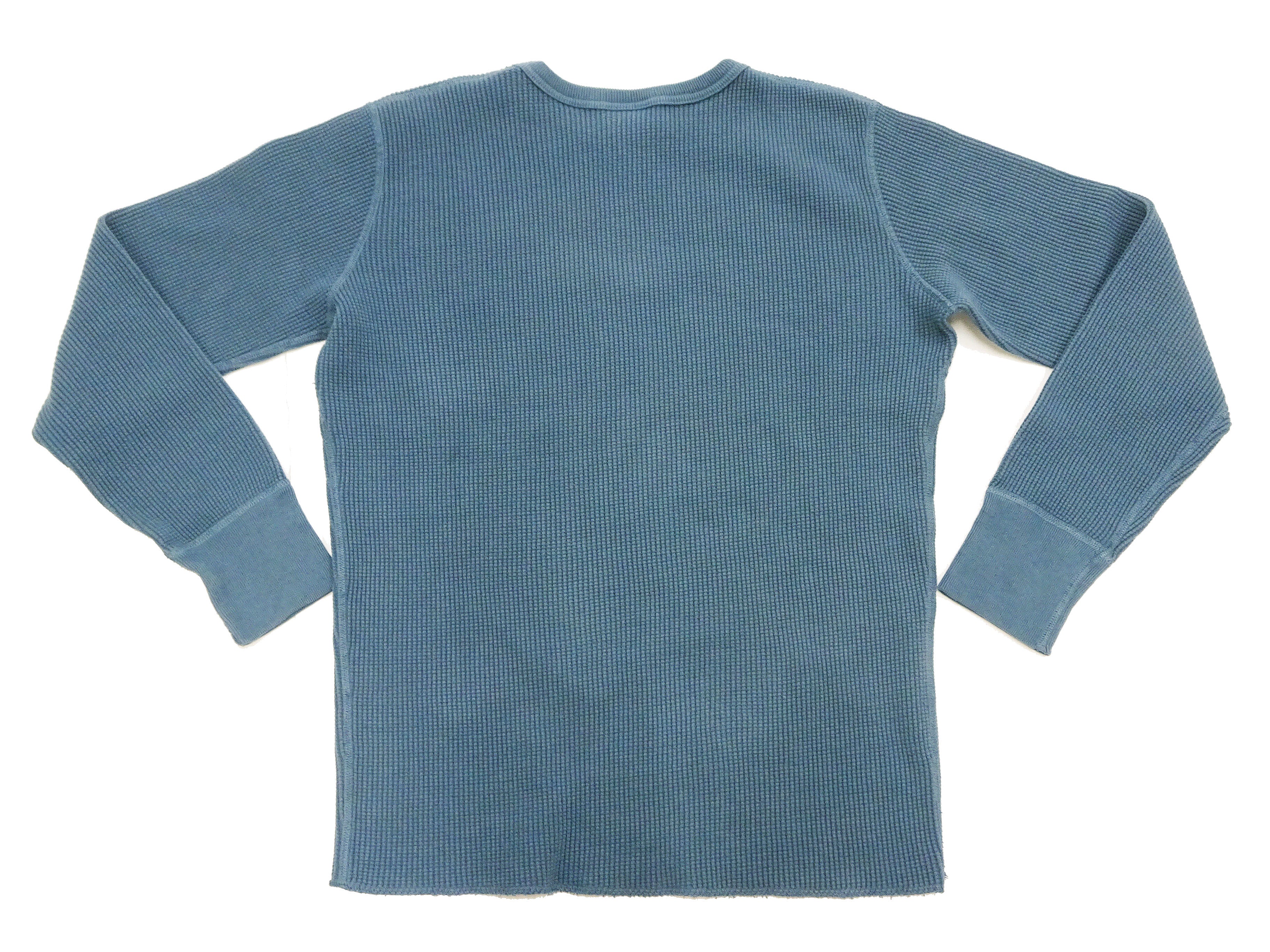 Studio D'artisan Men's Waffle Knit Thermal T-Shirt - Heavyweight Long Sleeve Crew Neck Casual Tee in Faded Blue (Style 9936) | Perfect for Winter Layering, Outdoor Activities & Everyday Wear