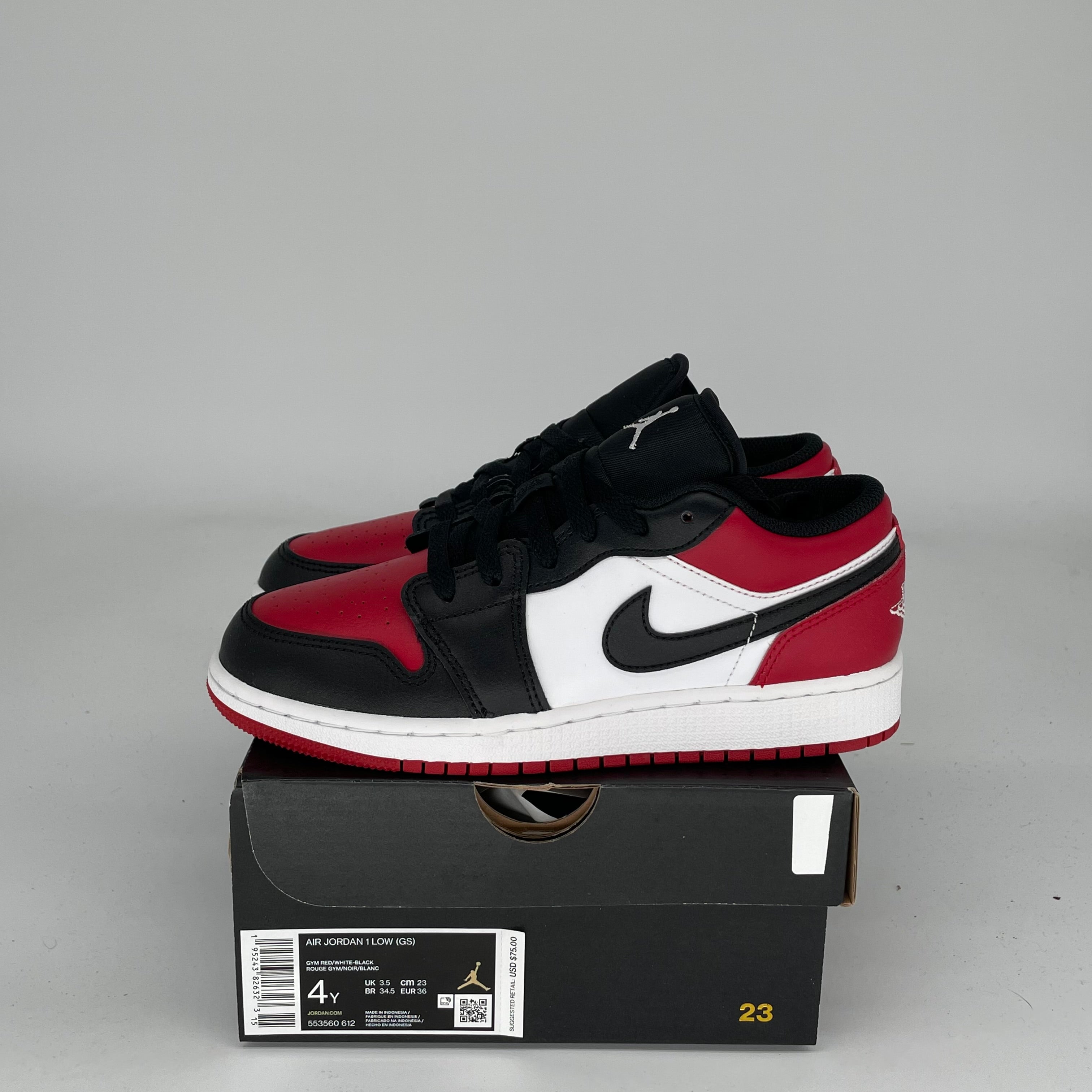 AIR JORDAN 1 BRED TOE Basketball Shoes for Kids Size 4Y - Style 553560-612 | Retro High Top Sneakers for Boys, Girls Sports & Casual Wear