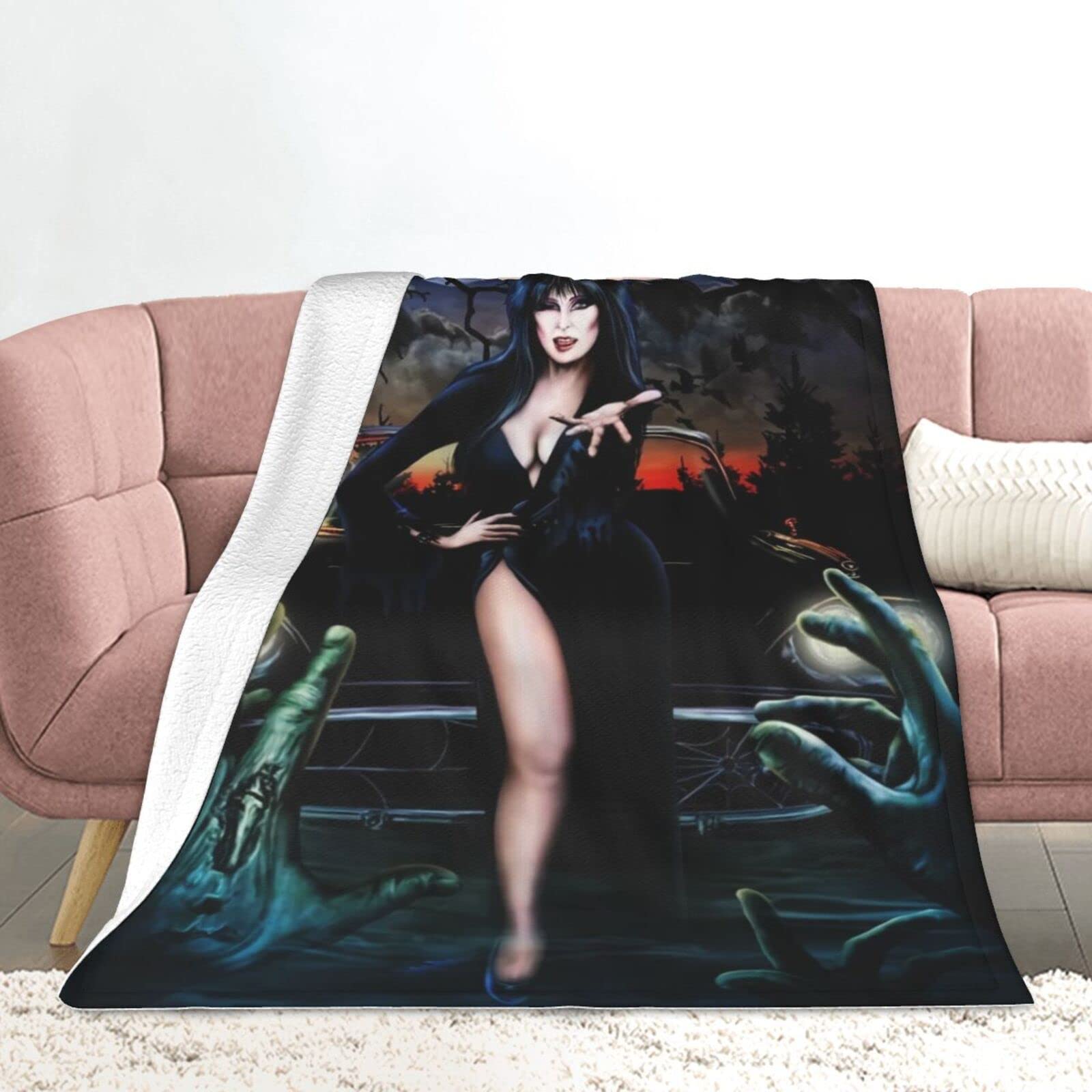 Horror Themed Blanket - Soft & Cozy Indoor/Outdoor Throw Blanket for Bed, Sofa, or Camping (50x40 Inches, Black) - Perfect for Halloween, Horror Movie Nights & Spooky Decor