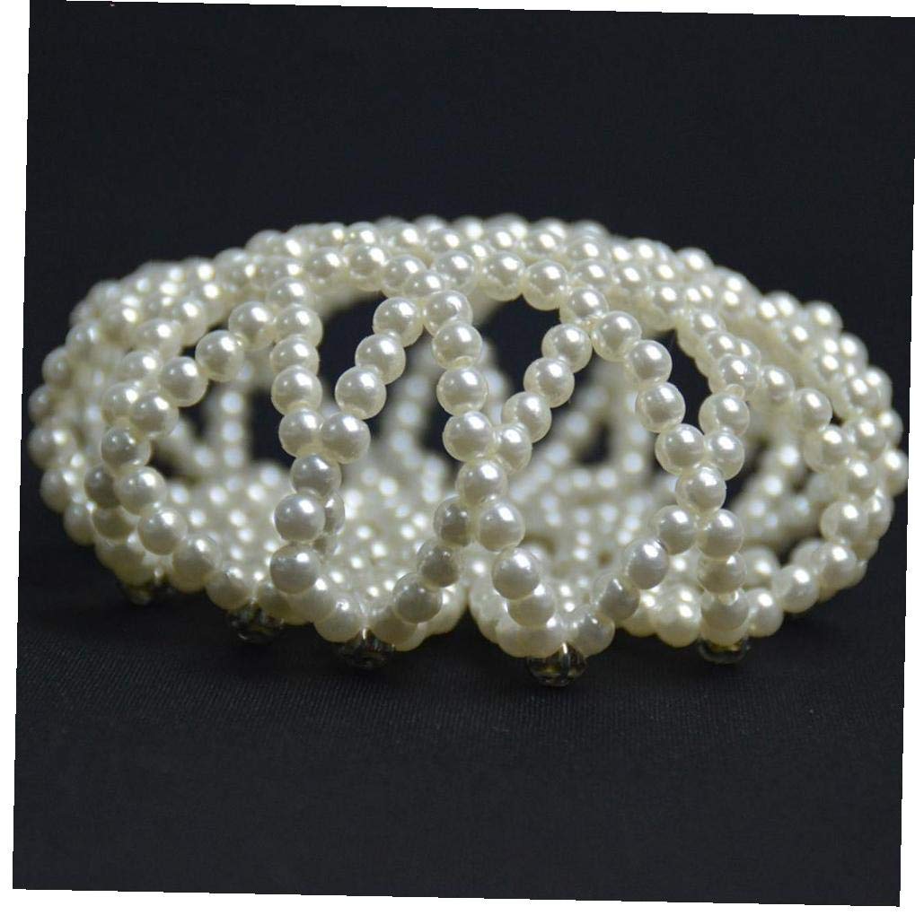 Elegant Pearl Net Ballet Hair Cover with Crystal - Crochet Bun Hair Accessories for Women | Perfect for Dance Performances, Weddings & Special Occasions