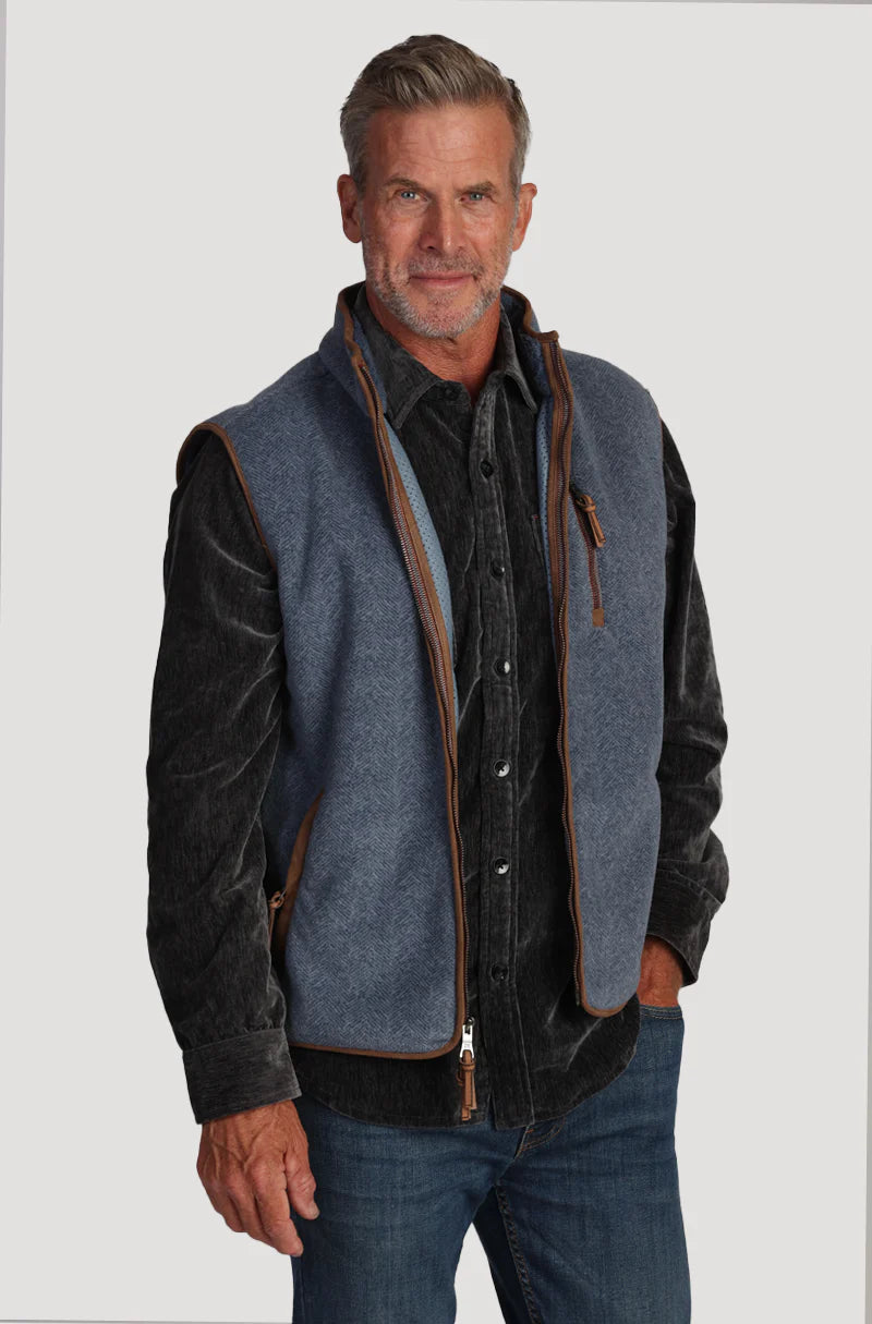 TRUE GRIT Herringbone Fleece Vest for Men & Women - Warm & Stylish Outdoor Layering for Hiking, Camping & Casual Wear