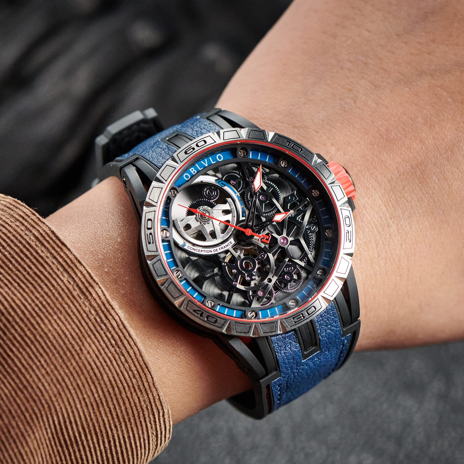 Luxury Automatic Skeleton Dial Steel Watch for Men - Top Brand Designer Wristwatch with Genuine Leather Strap - Perfect for Business, Formal Events & Everyday Wear