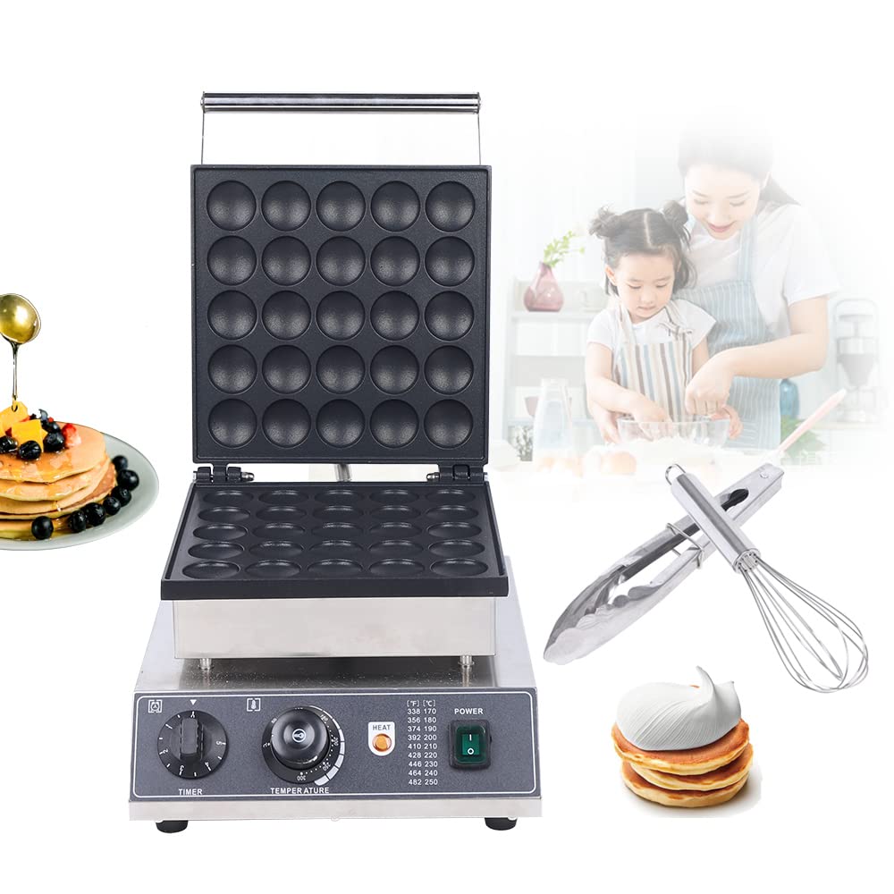 Double Sided Mini Pancake Maker Machine - 110V 1850W Commercial Pancake Maker with 25pc Accessories for Bakery, Home, Restaurant & Snack Bar - Perfect for Breakfast, Brunch & Dessert Making