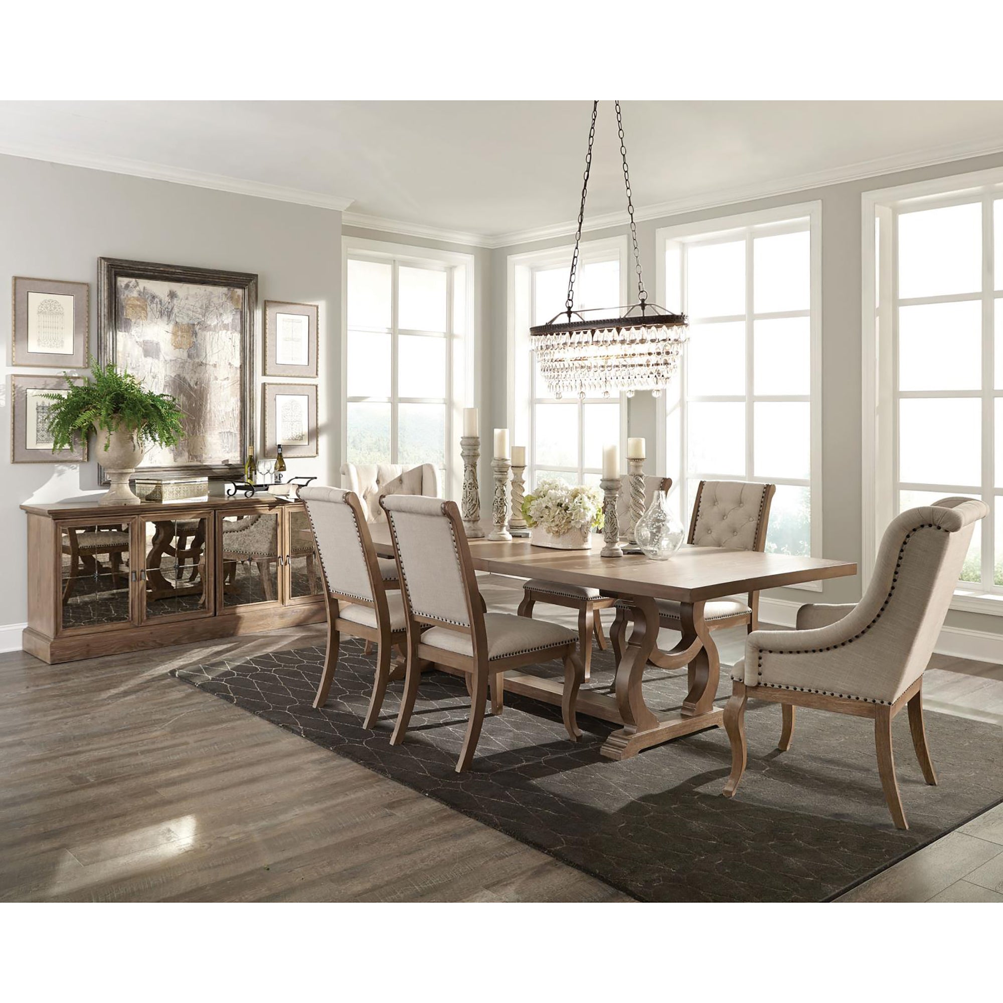 Brown Tufted Back Dining Chairs Set of 2 - Cream & Barley Upholstered Kitchen Chairs for Dining Room, Breakfast Nook or Home Office