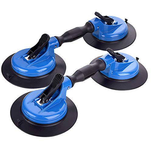 Heavy Duty Dual Vacuum Suction Cup Glass Lifter - 330lb Capacity with Curved Pads for Stone & Marble Handling | Perfect for Construction, Glass Installation & Countertop Moving