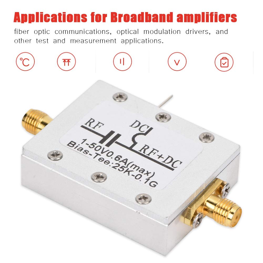 Ciglow 25K-100MHz RF Broadband Bias Tee - Coaxial Feed RF Microwave Bias for Ham Radio, Signal Amplifiers & Test Equipment | Perfect for Radio Enthusiasts & Lab Testing