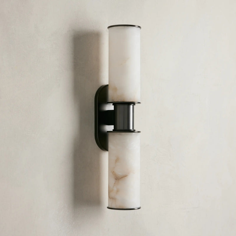 Harlin 2-Light Wall Sconce in Alabaster Finish - Modern Flush Mount Lighting for Bedroom, Hallway & Living Room Decor