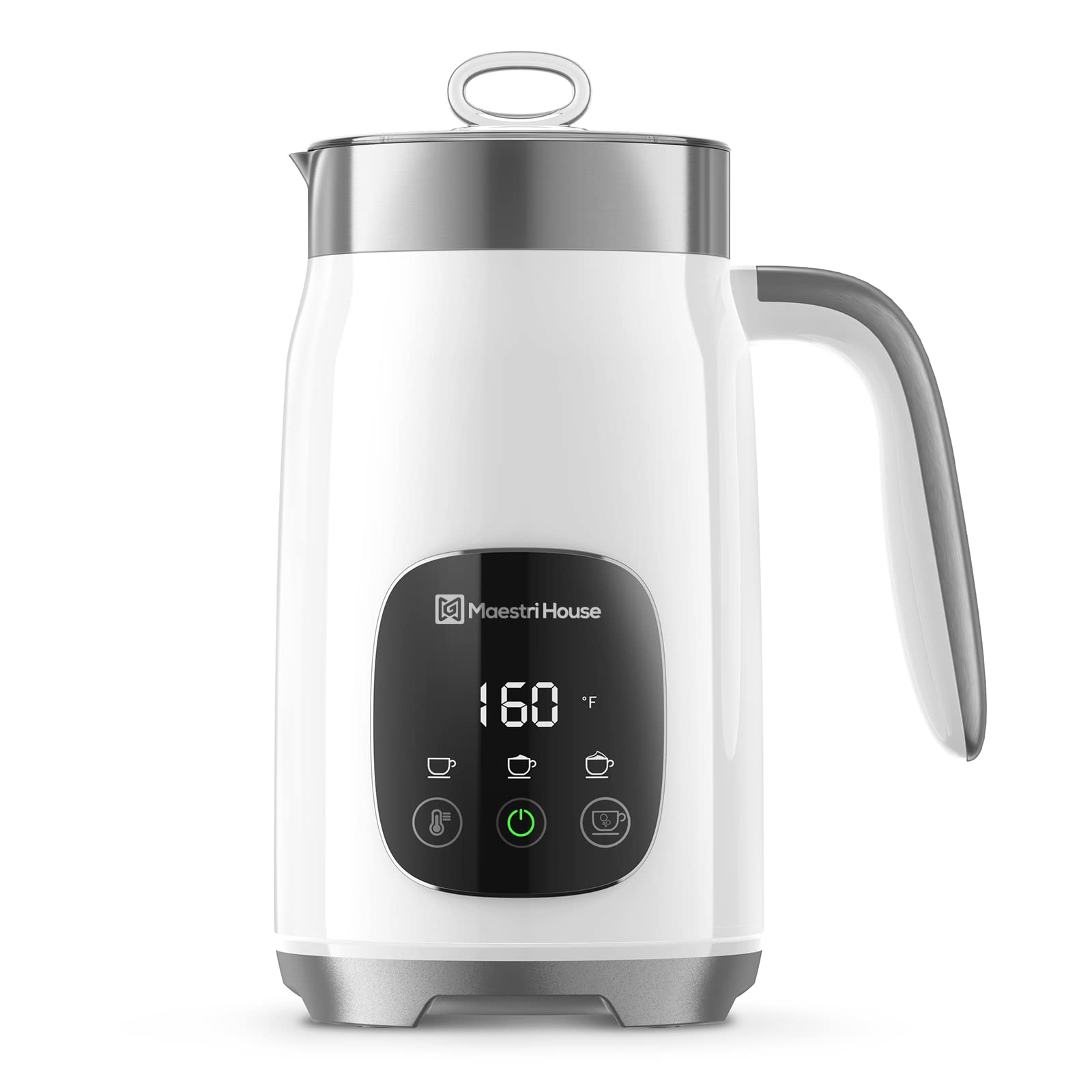 Maestri House Electric Milk Frother and Steamer - 14.1OZ/400ML Capacity, Variable Temperature & Froth Thickness, Smart Touch Control with Memory Function - Perfect for Making Lattes, Cappuccinos, Hot Chocolate and Warm Milk at Home or Office
